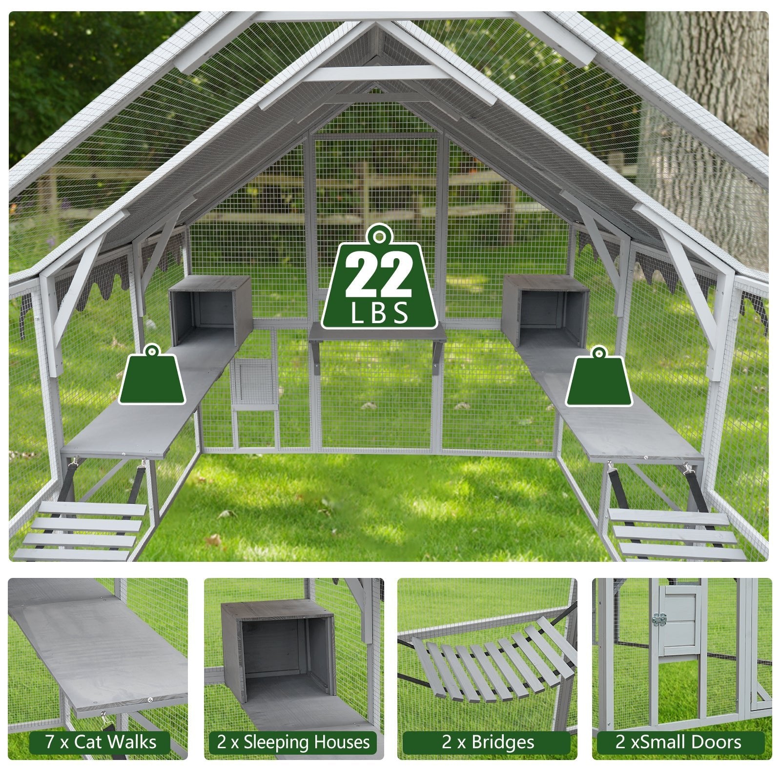 Large outdoor waterproof cat house cat enclosure - KiKiUMi