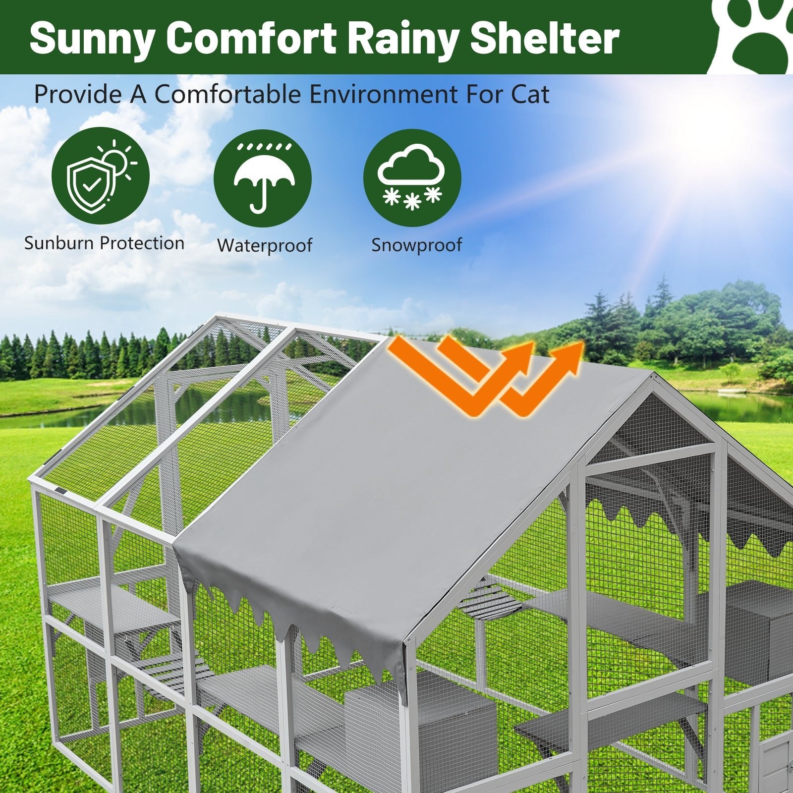 Large outdoor waterproof cat house cat enclosure - KiKiUMi