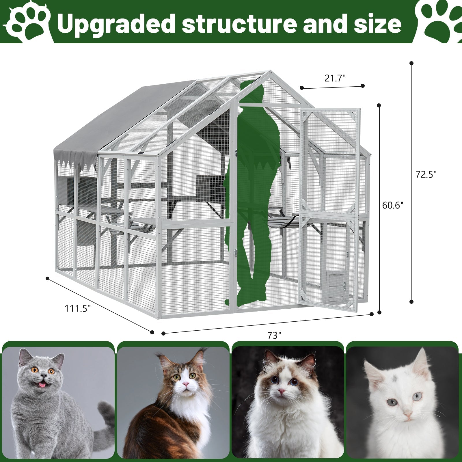 Large outdoor waterproof cat house cat enclosure - KiKiUMi