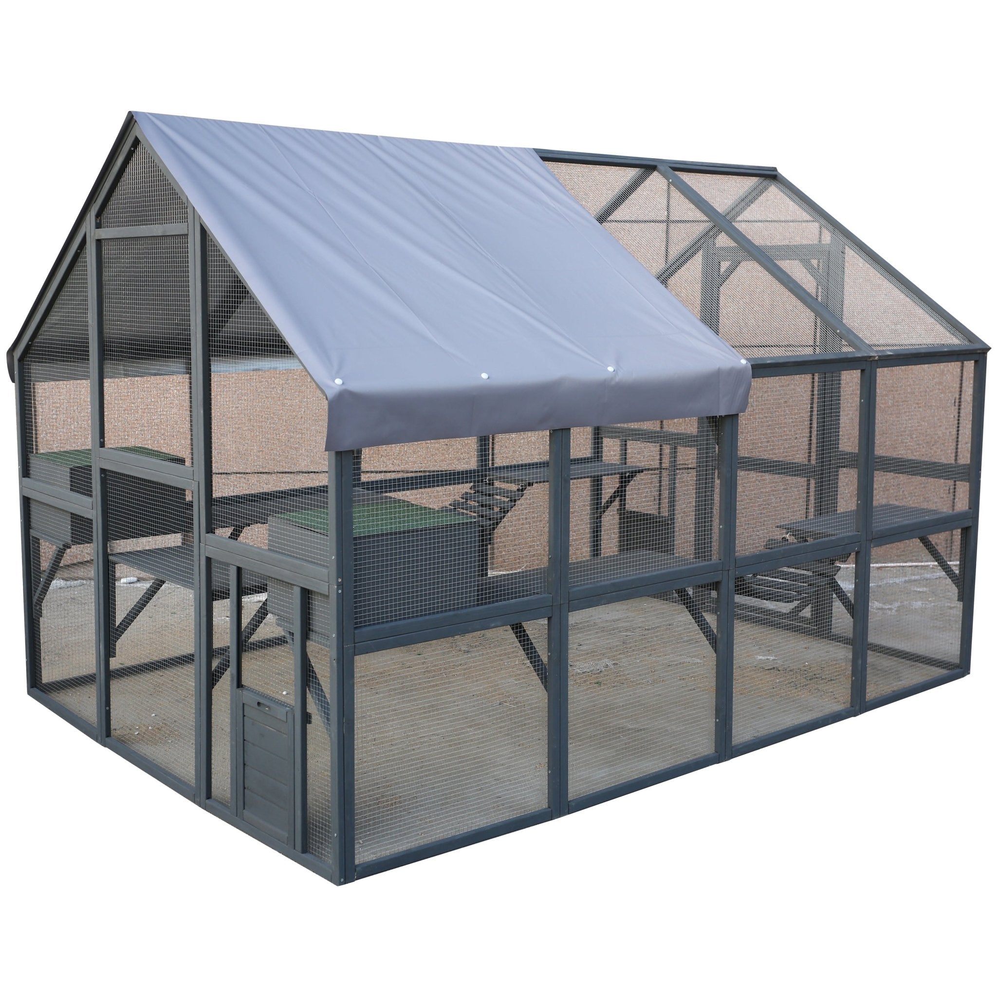 Large outdoor wooden cat enclosures - KiKiUMi
