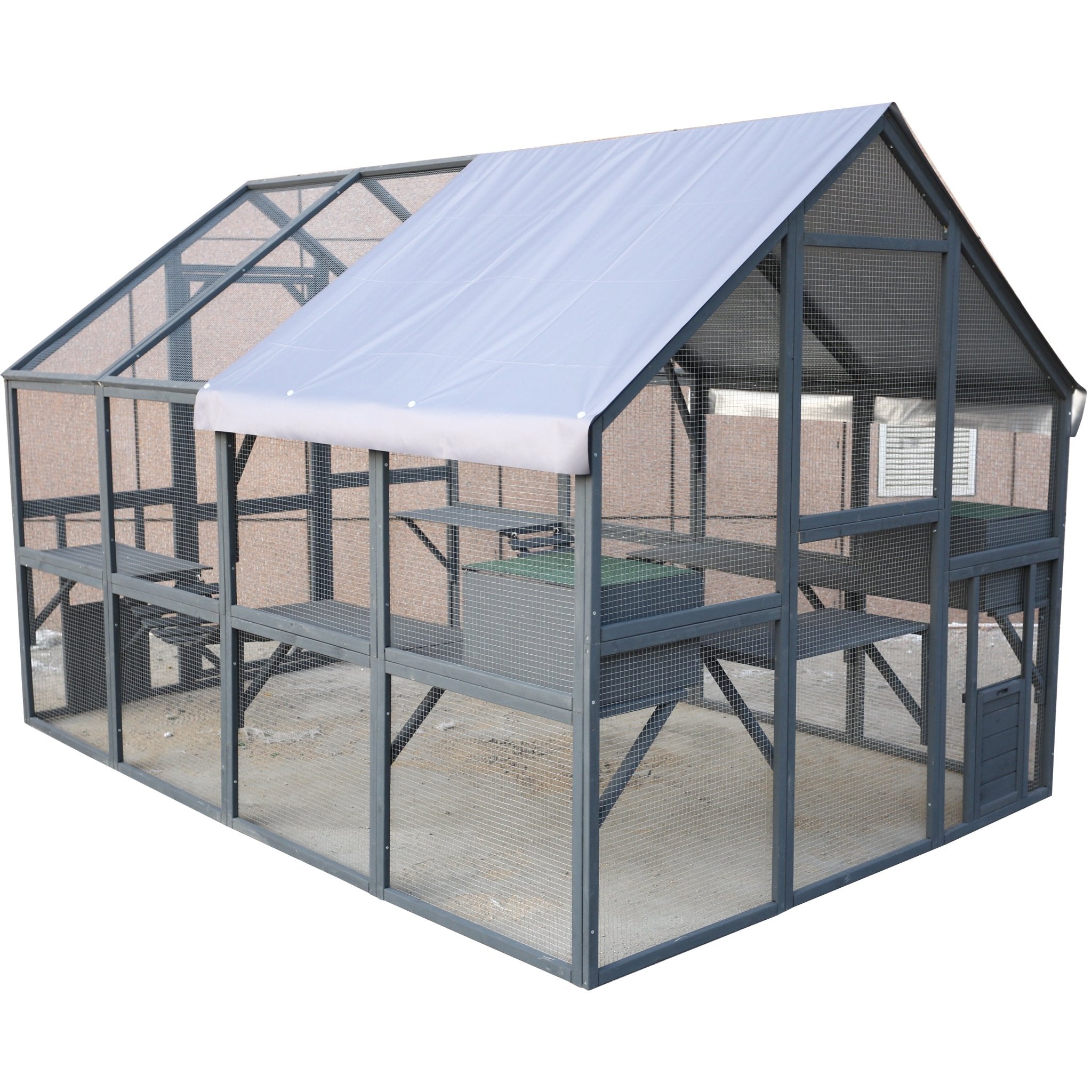 Large outdoor wooden cat enclosures - KiKiUMi