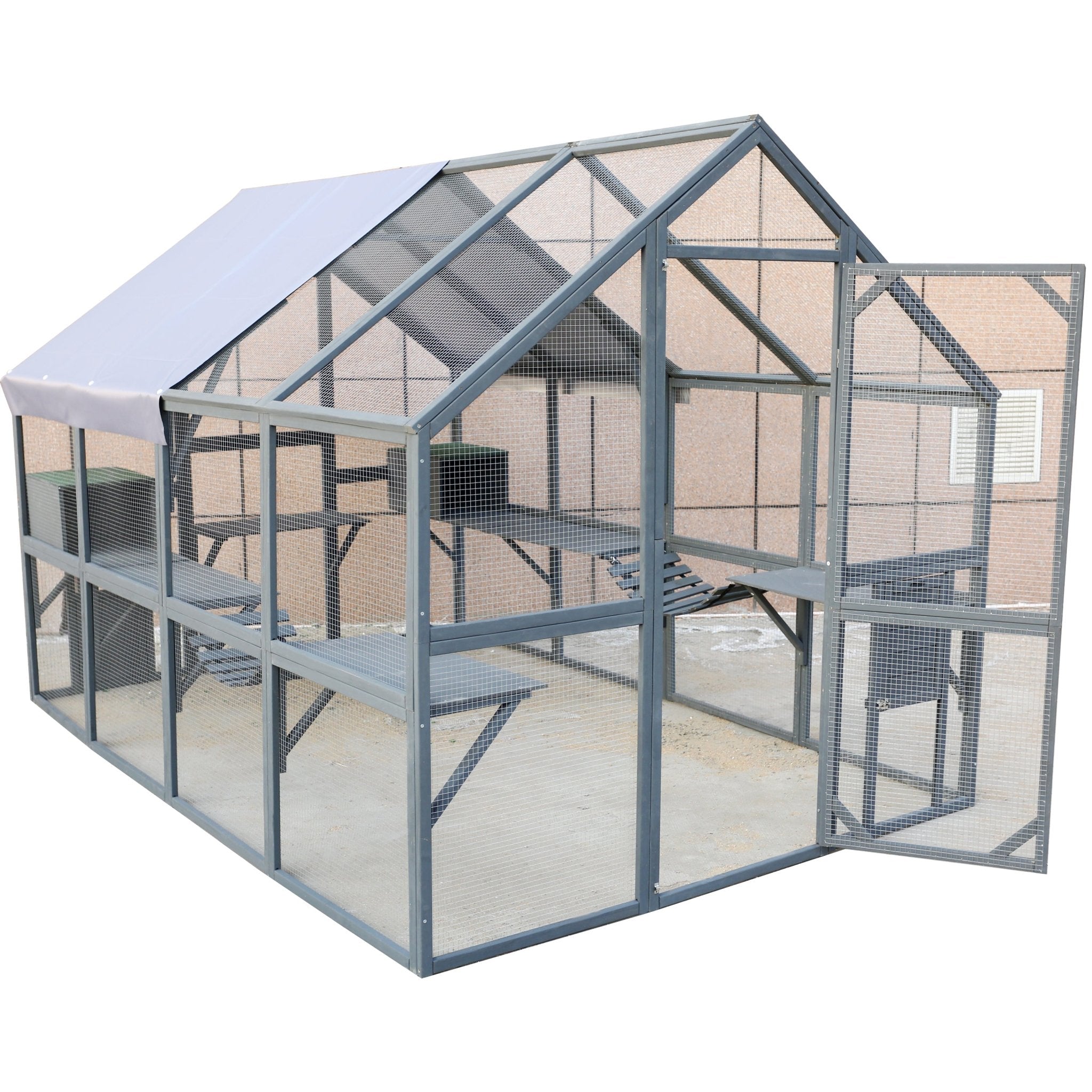Large outdoor wooden cat enclosures - KiKiUMi