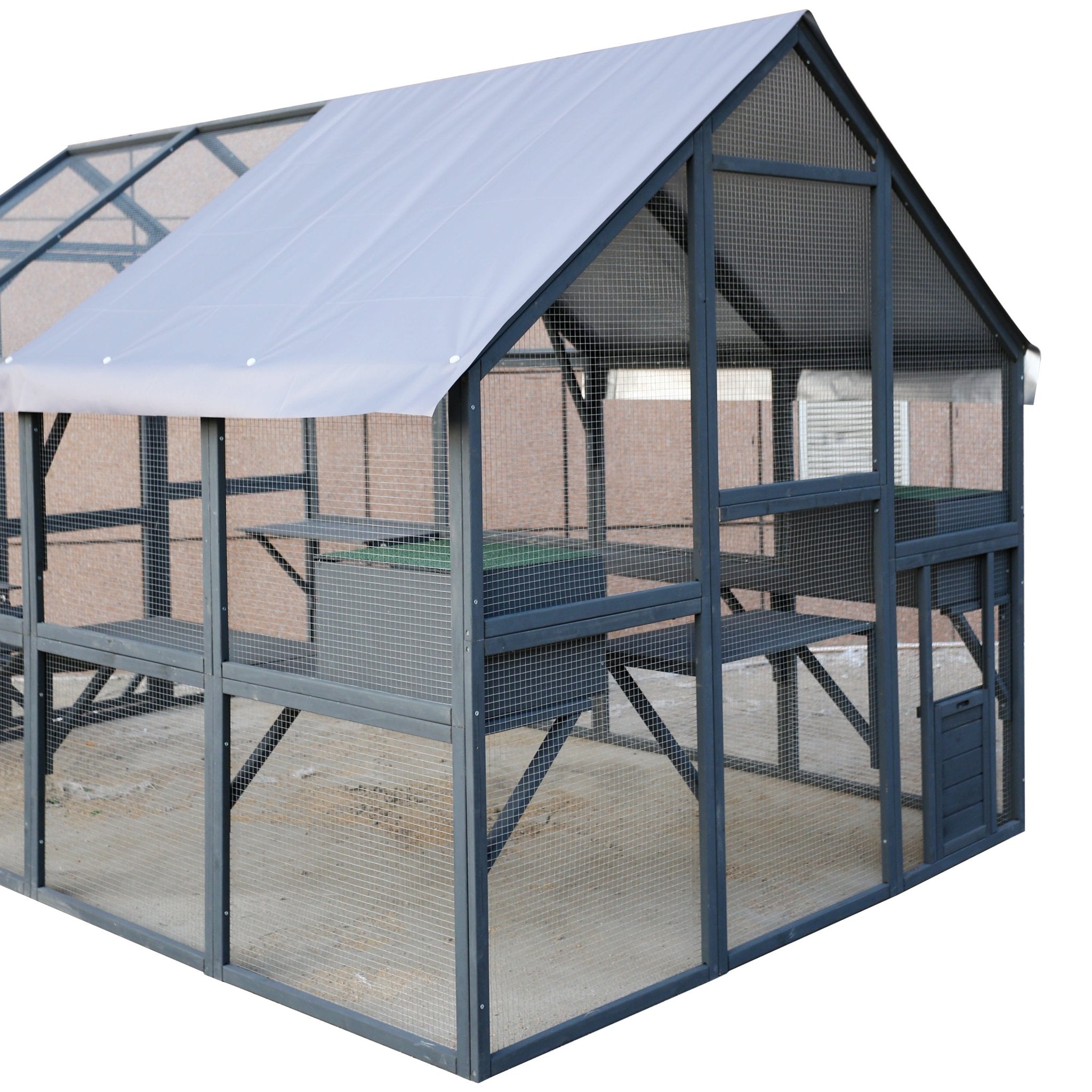 Large outdoor wooden cat enclosures - KiKiUMi
