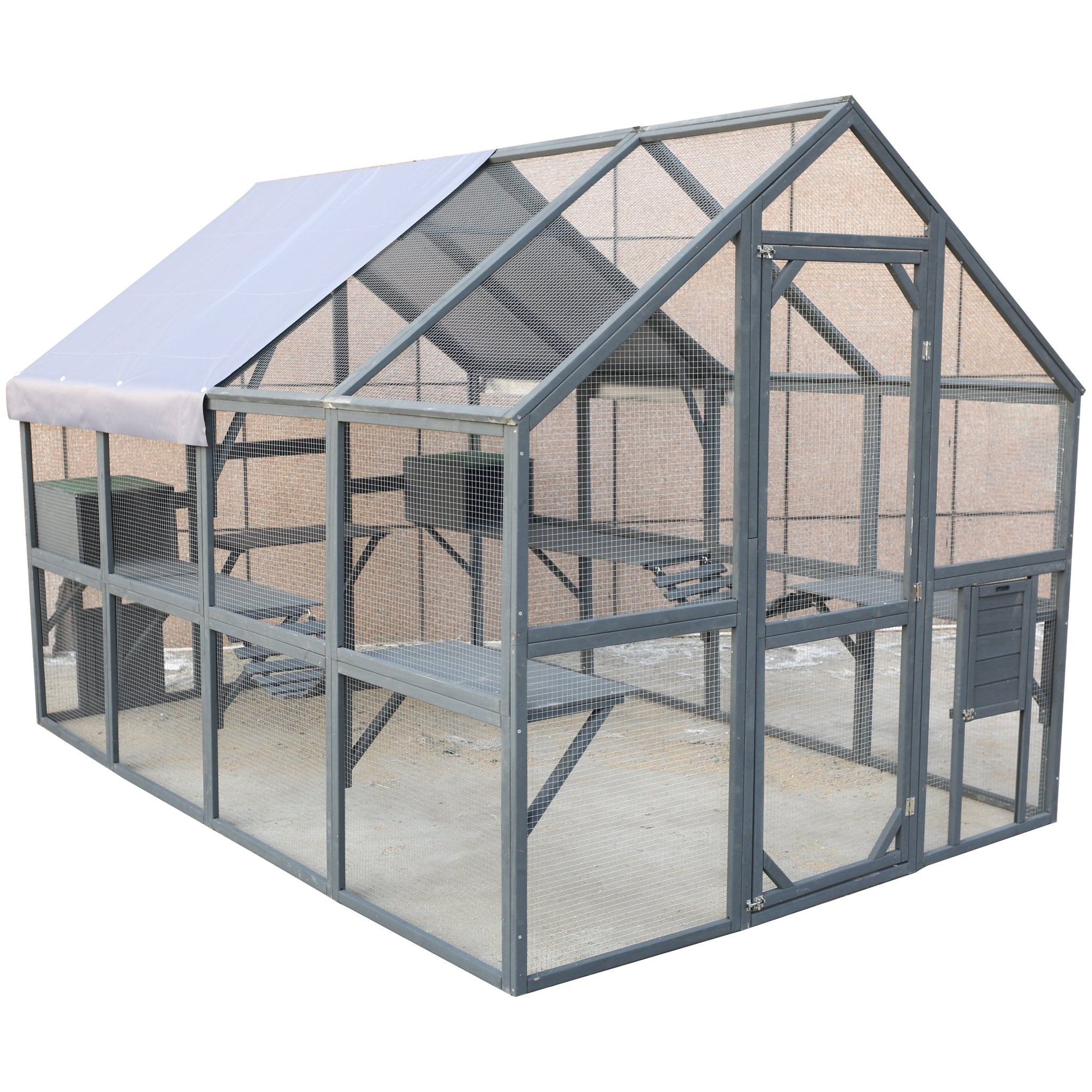 Large outdoor wooden cat enclosures - KiKiUMi