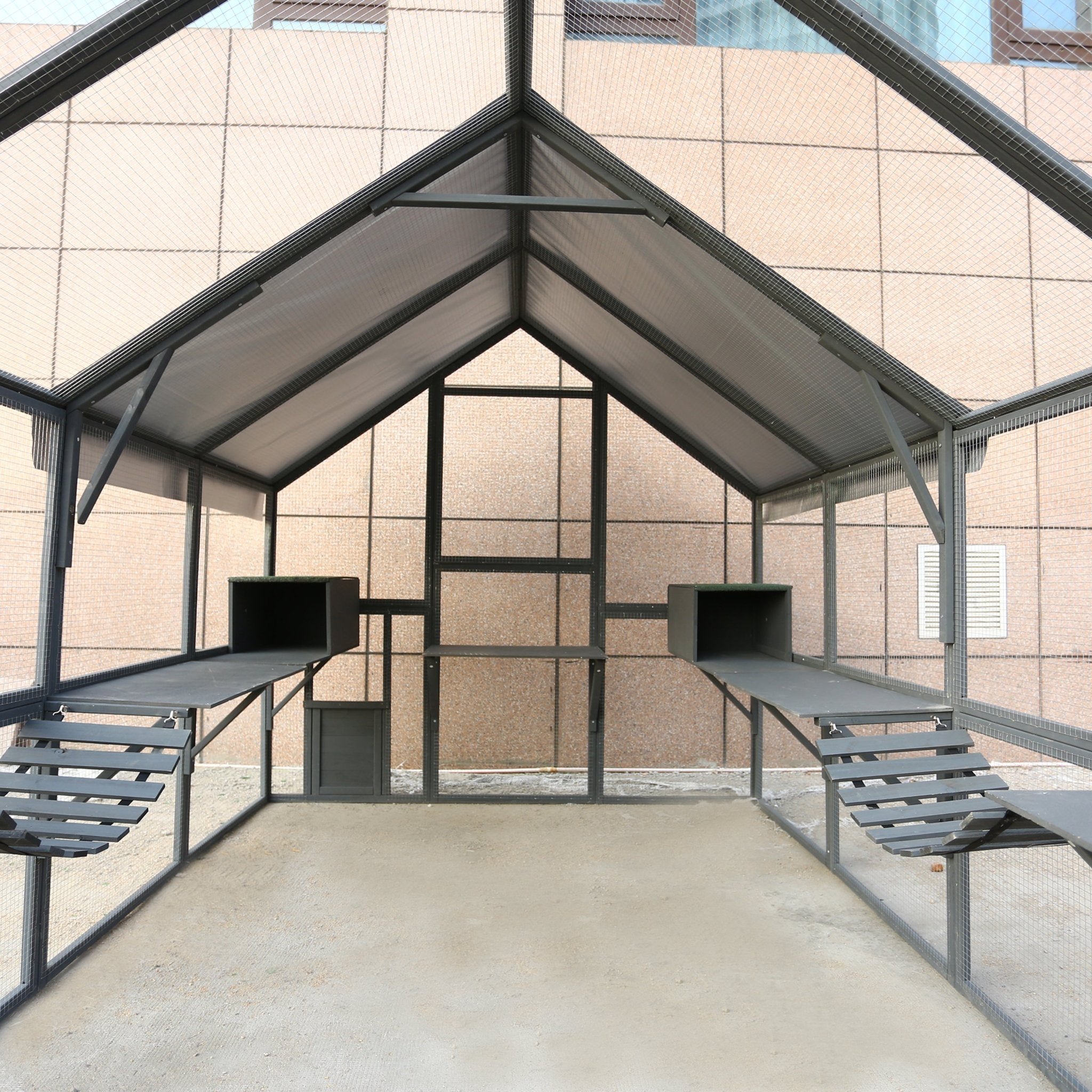 Large outdoor wooden cat enclosures - KiKiUMi
