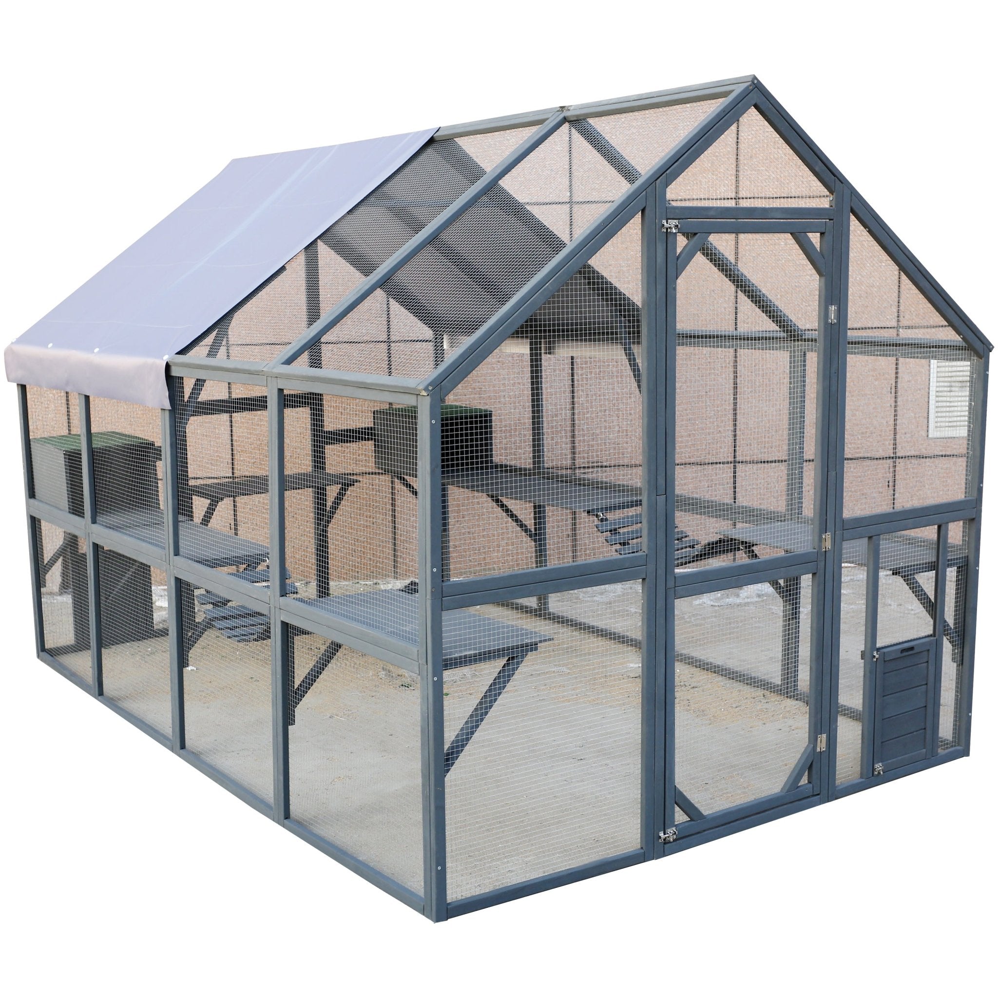 Large outdoor wooden cat enclosures - KiKiUMi