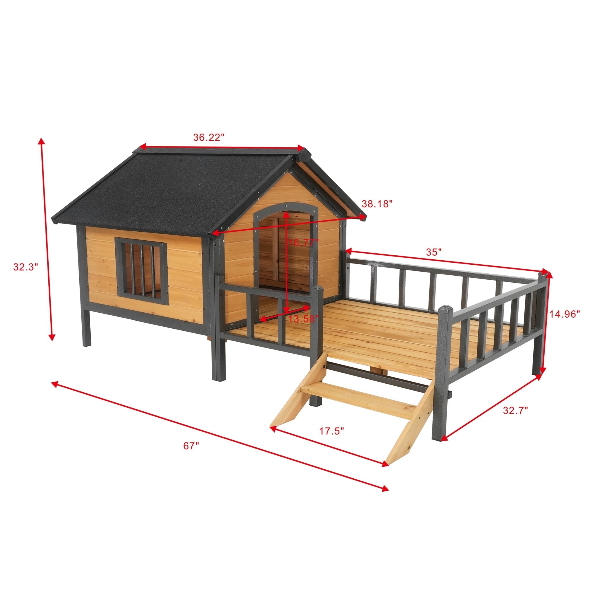 large outdoor wooden doghouse with a porch in the style of a wooden house - KiKiUMi