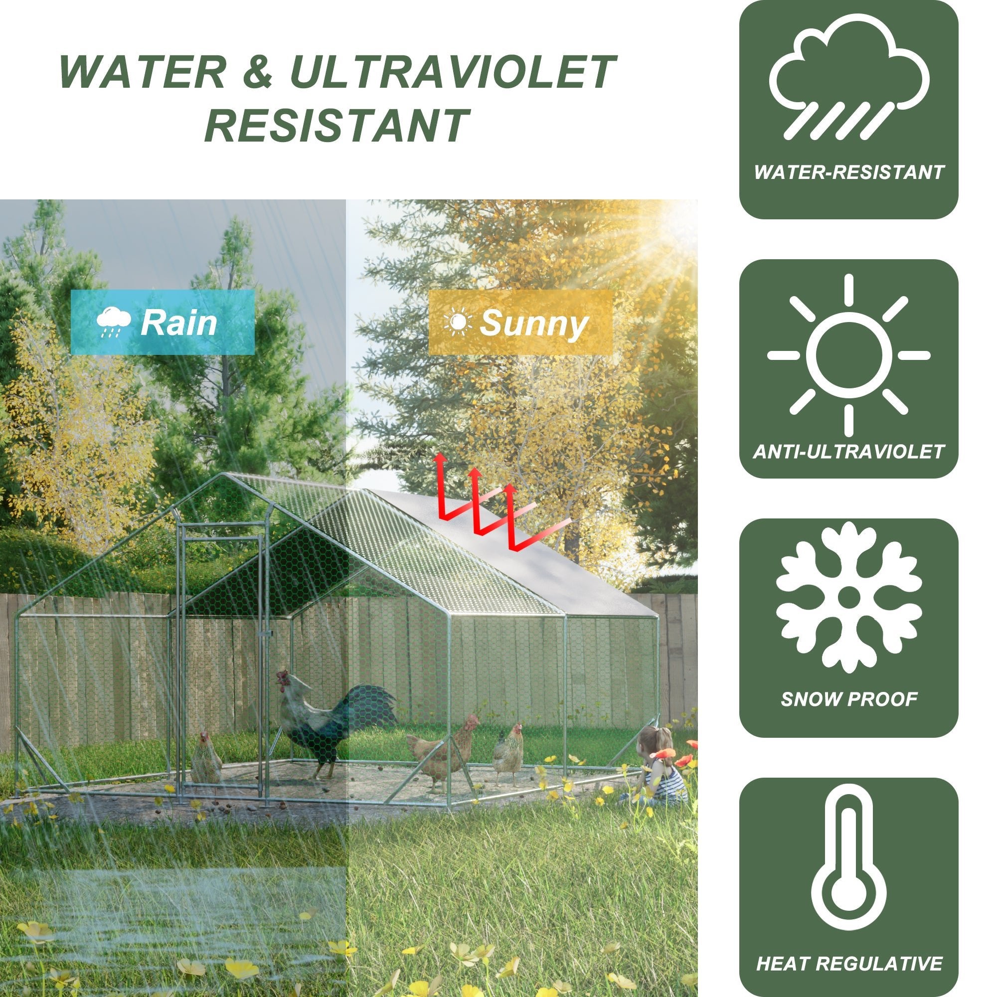 Large walk - in metal chicken, rabbit and duck cages (10' L x 13 W x 6.56' H) - KiKiUMi