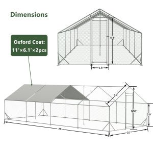 Large walk - in metal chicken, rabbit and duck cages (10 'L x 26 W x 6.56 'H) - KiKiUMi