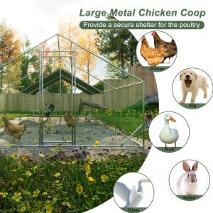 Large walk - in metal chicken, rabbit and duck cages (10 'L x 26 W x 6.56 'H) - KiKiUMi
