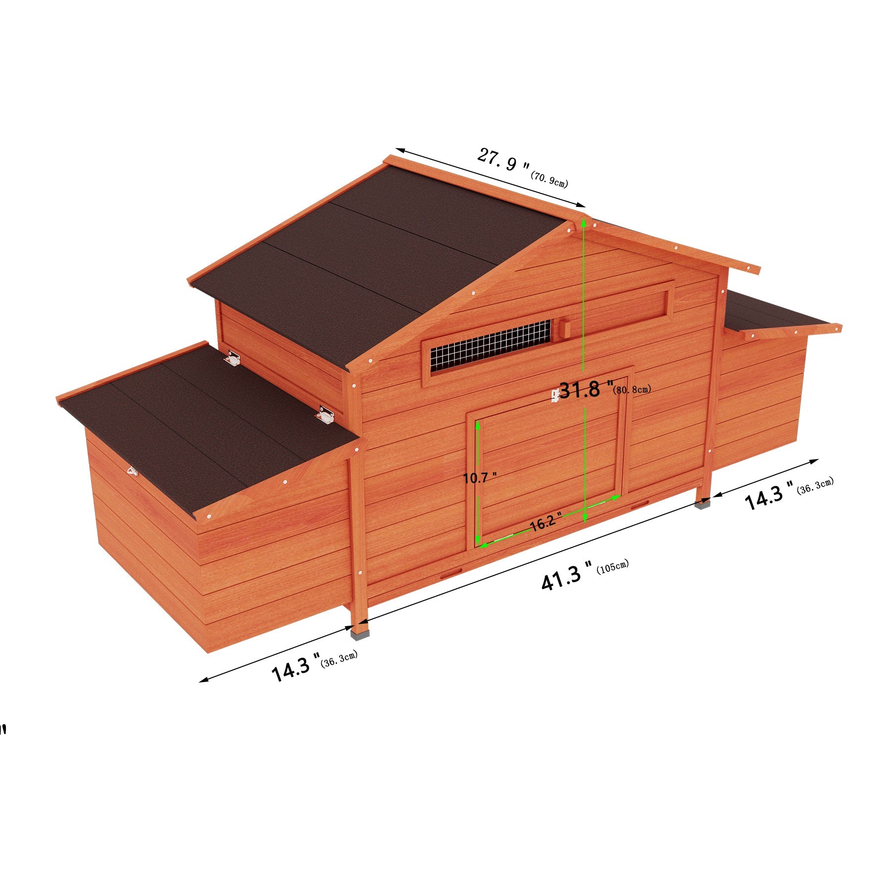 Large wooden chicken cages, outdoor chicken coops, and poultry cages(brick red) - KiKiUMi