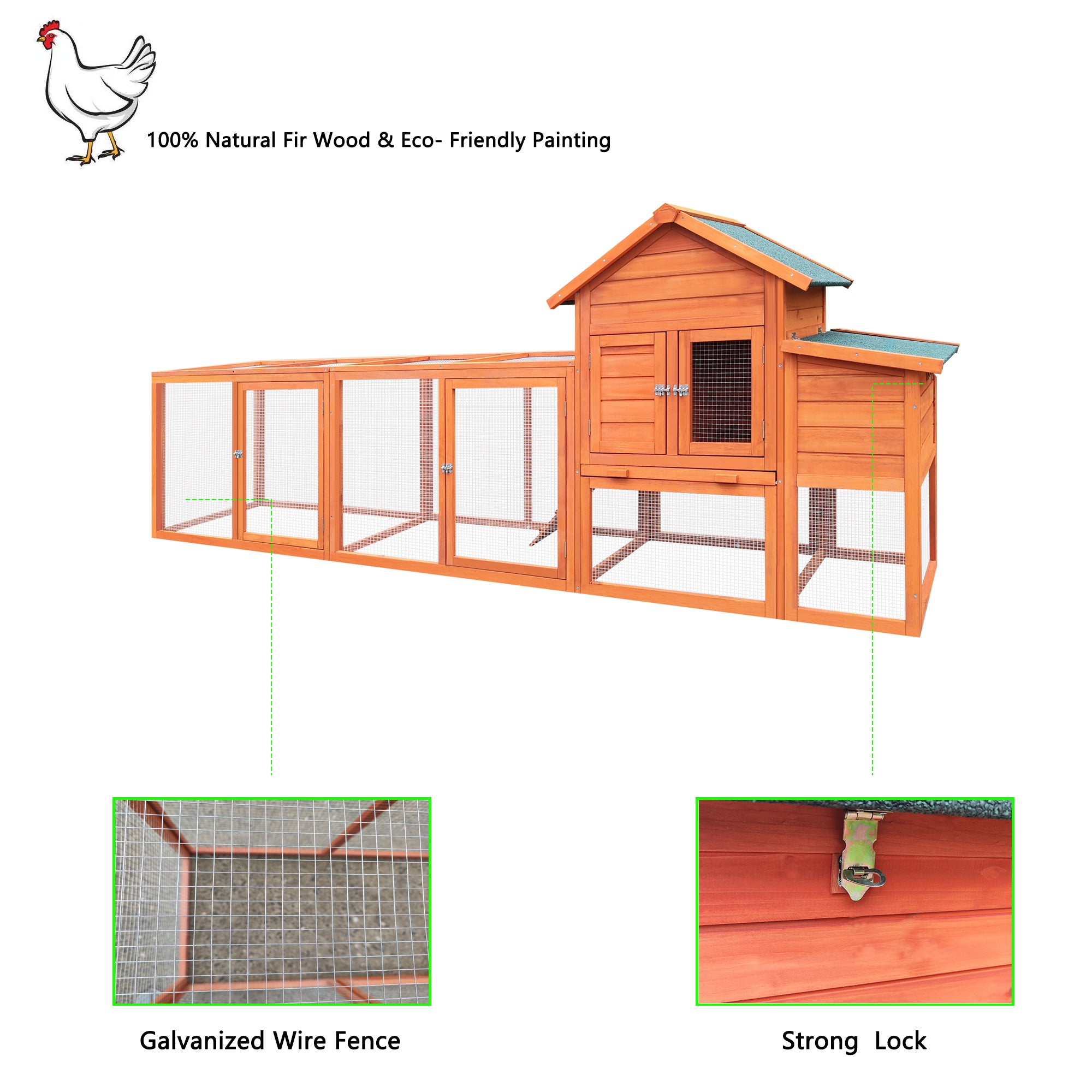 Large wooden wire fence poultry cage with nest boxes - KiKiUMi