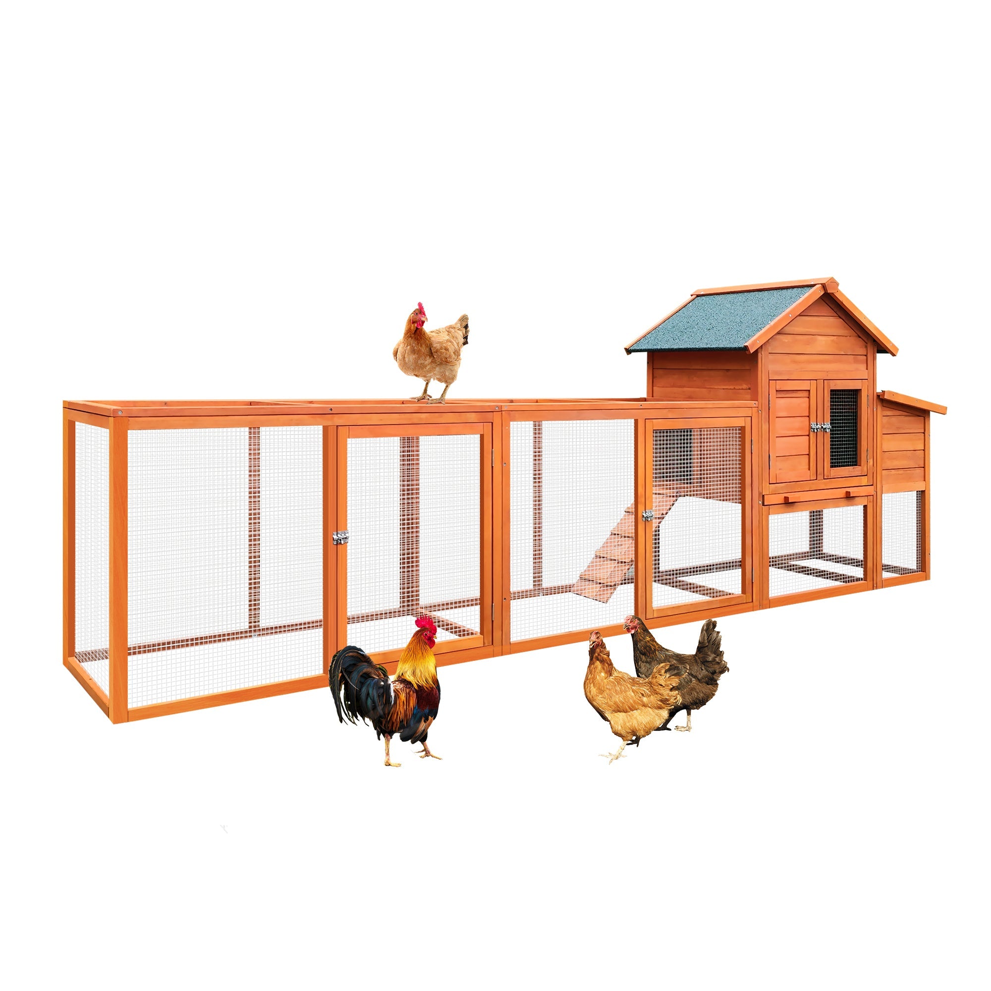 Large wooden wire fence poultry cage with nest boxes - KiKiUMi