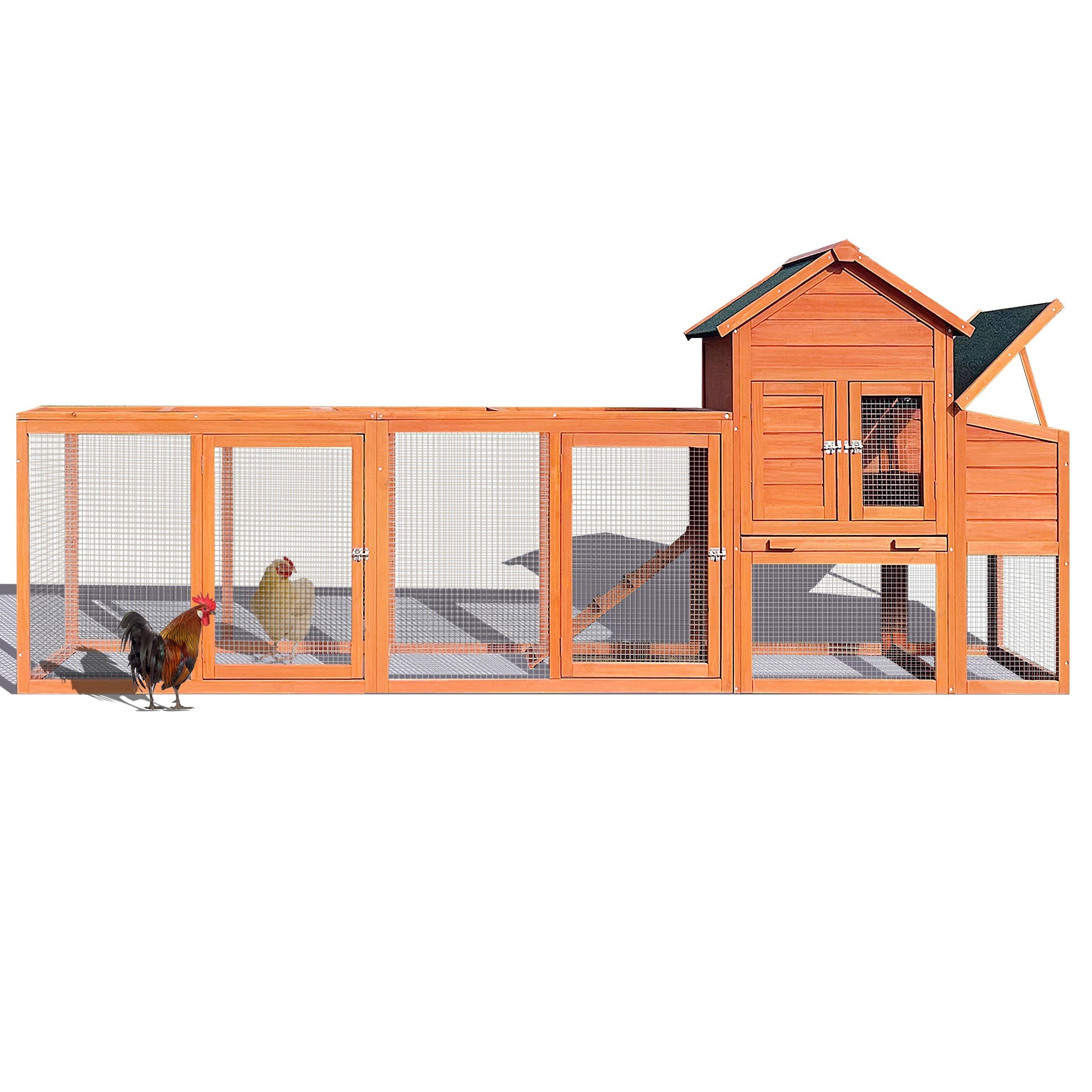 Large wooden wire fence poultry cages（natural） - KiKiUMi