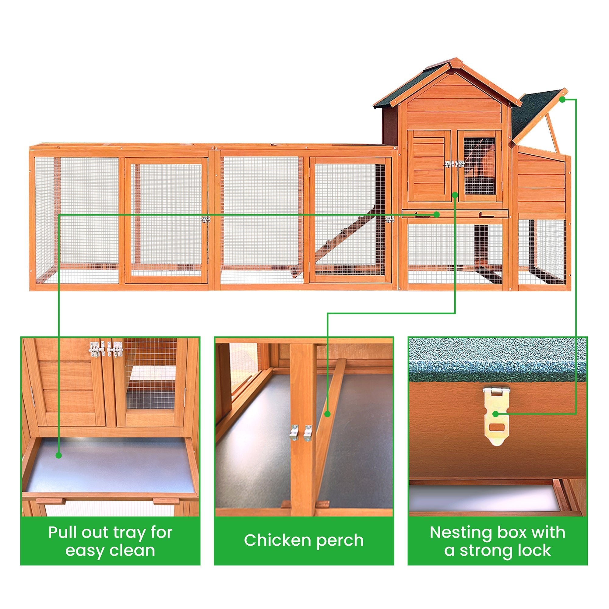 Large wooden wire fence poultry cages（natural） - KiKiUMi