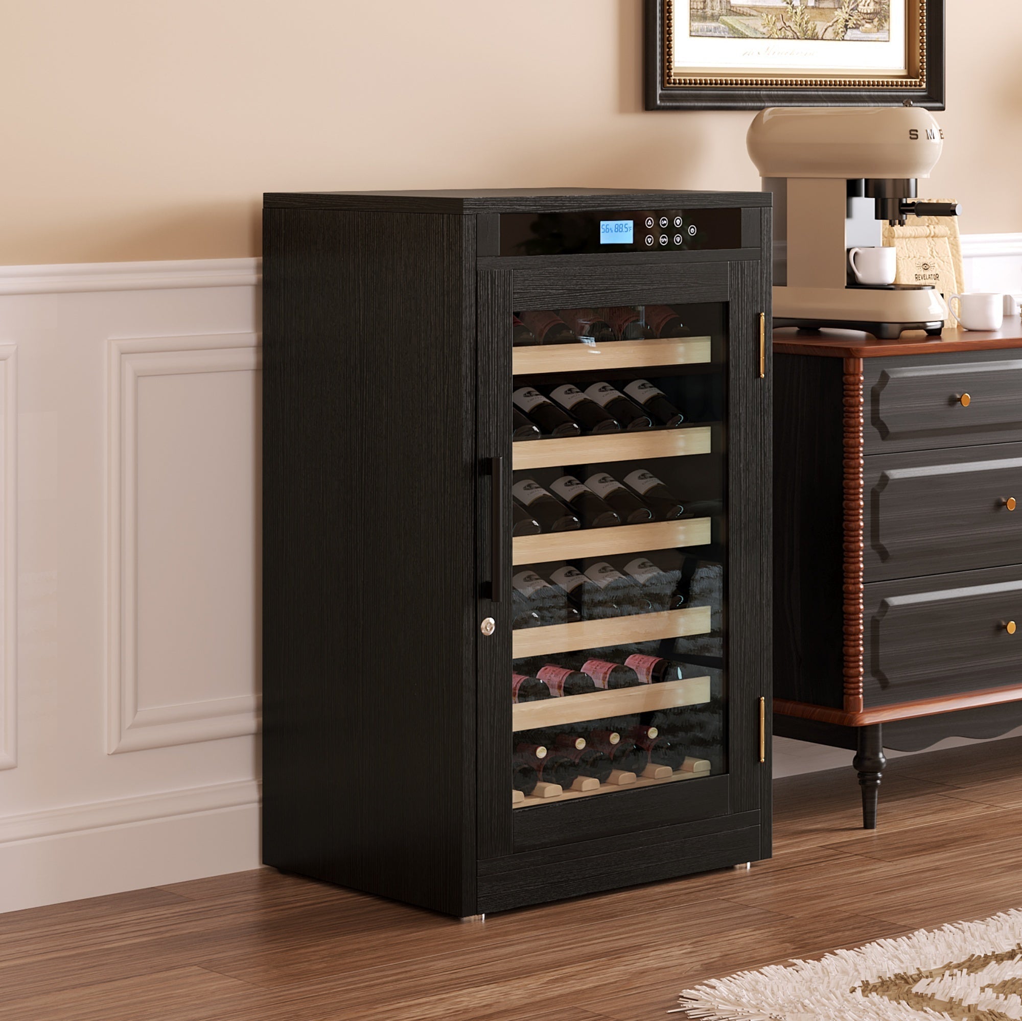 LED Touch Screen Display Constant Temperature Black Grape Wine Cooler - KiKiUMi