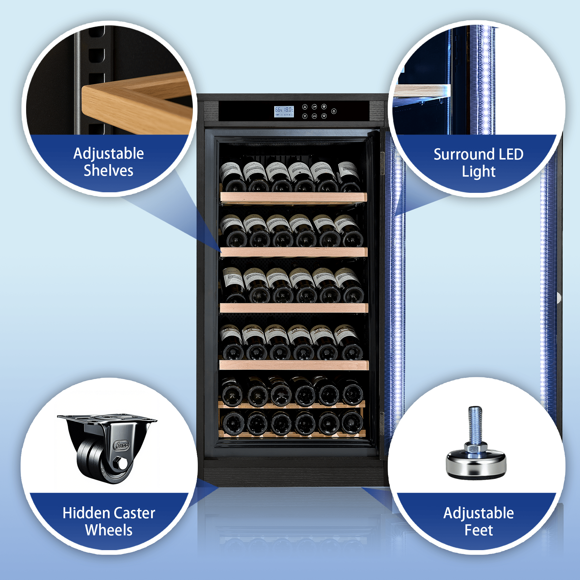 LED Touch Screen Display Constant Temperature Black Grape Wine Cooler - KiKiUMi