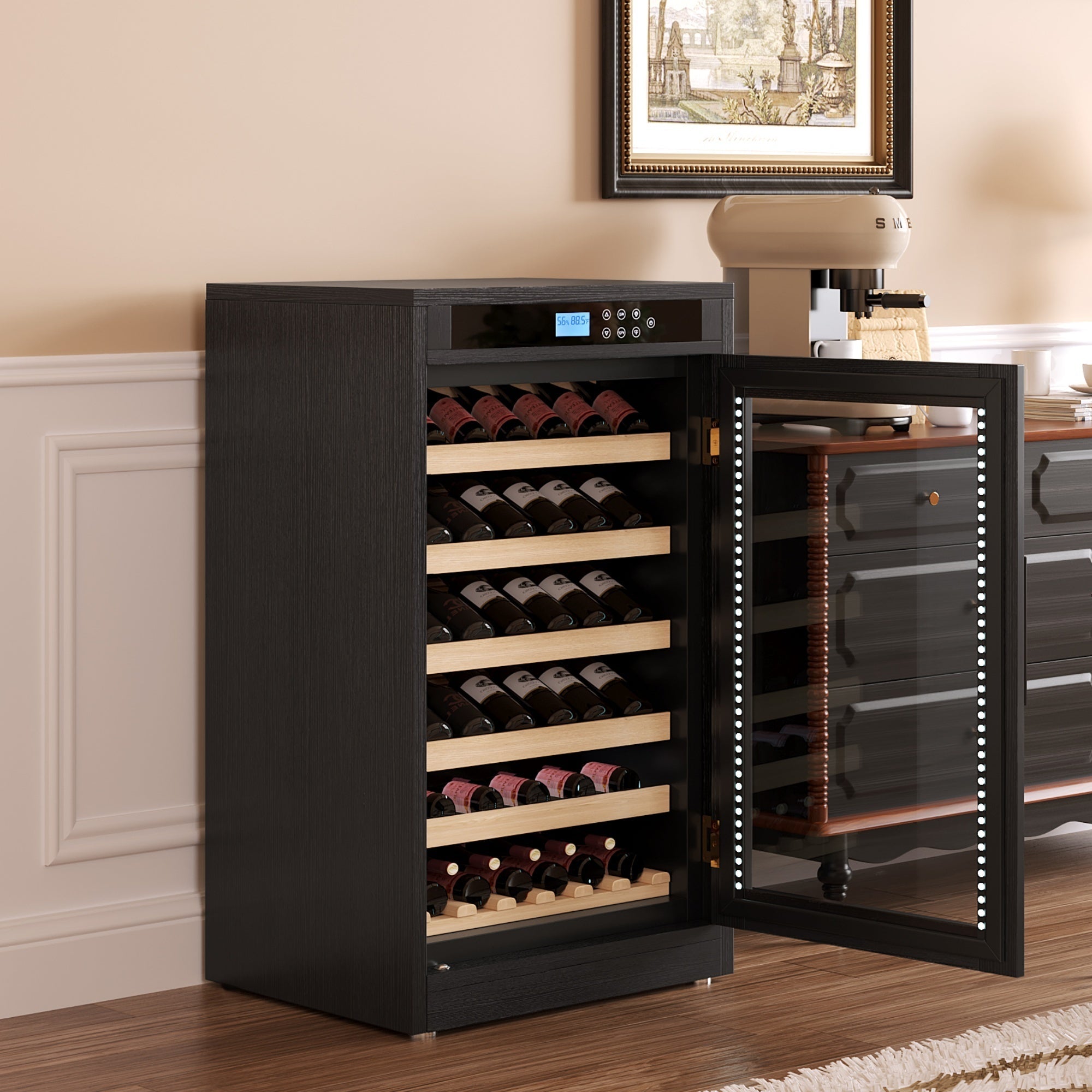 LED Touch Screen Display Constant Temperature Black Grape Wine Cooler - KiKiUMi