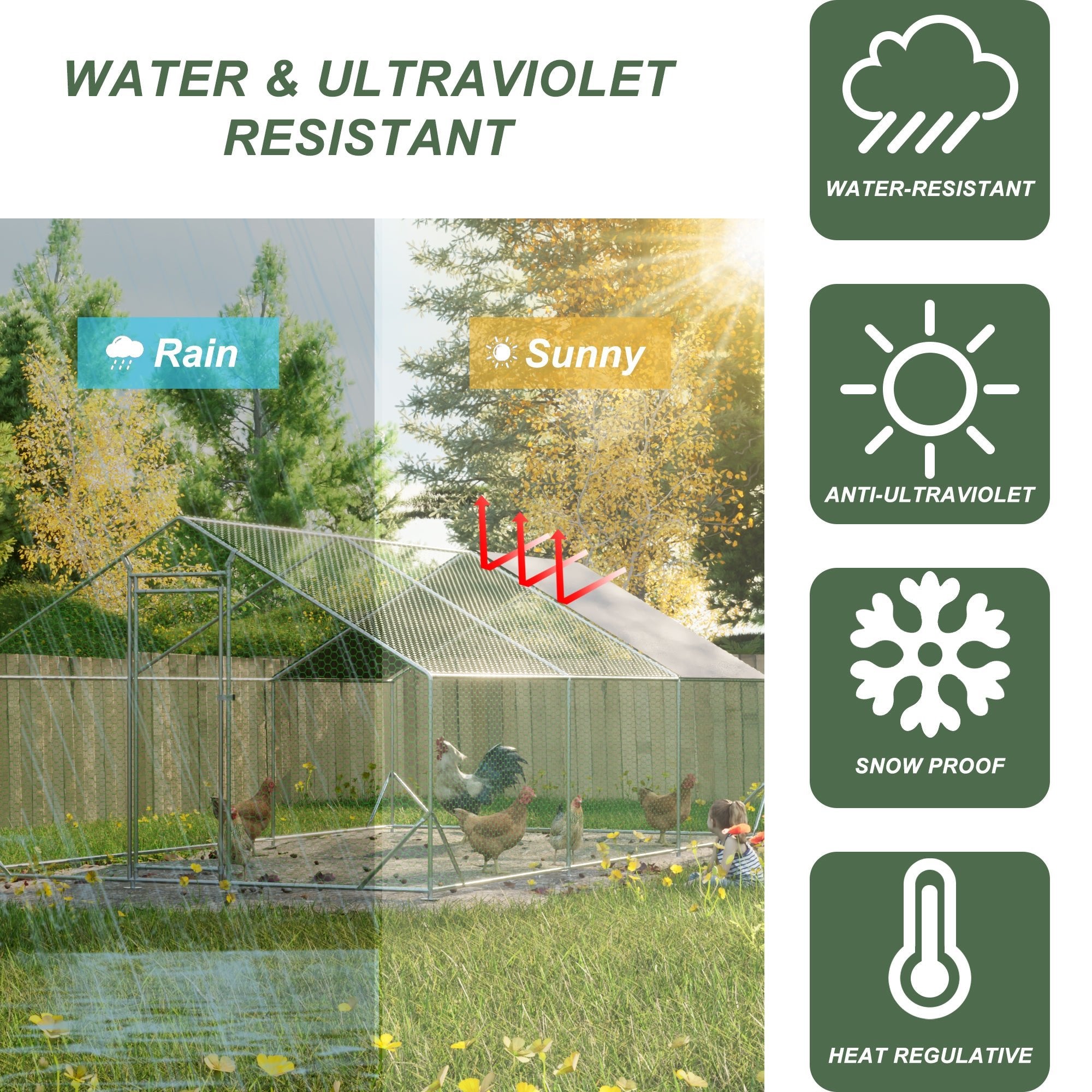 Lighter large walk - in metal chicken, rabbit and duck cages (10 'L x 26 W x 6.56 H) - KiKiUMi