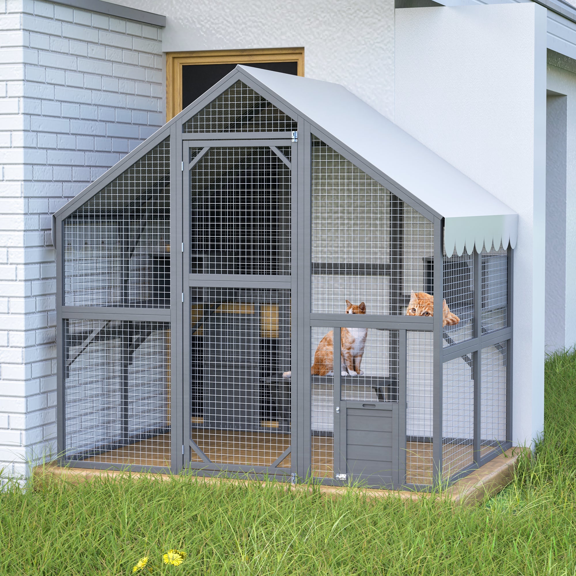 luxurious large outdoor cat house of 28 square feet - KiKiUMi