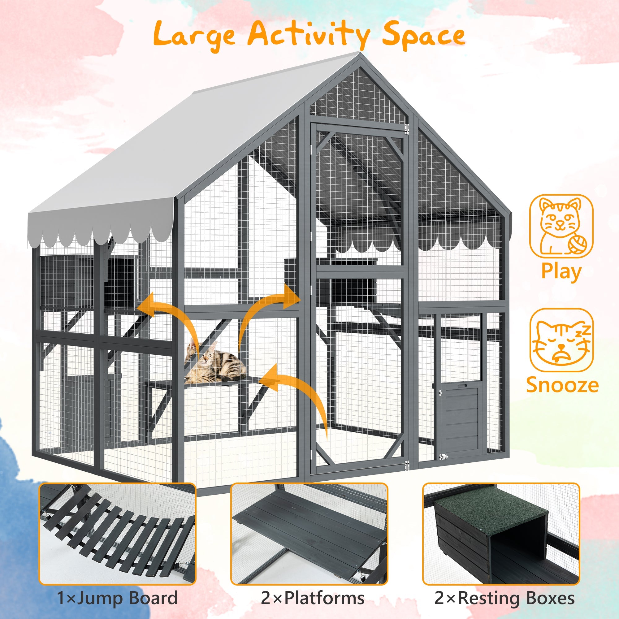 luxurious large outdoor cat house of 28 square feet - KiKiUMi