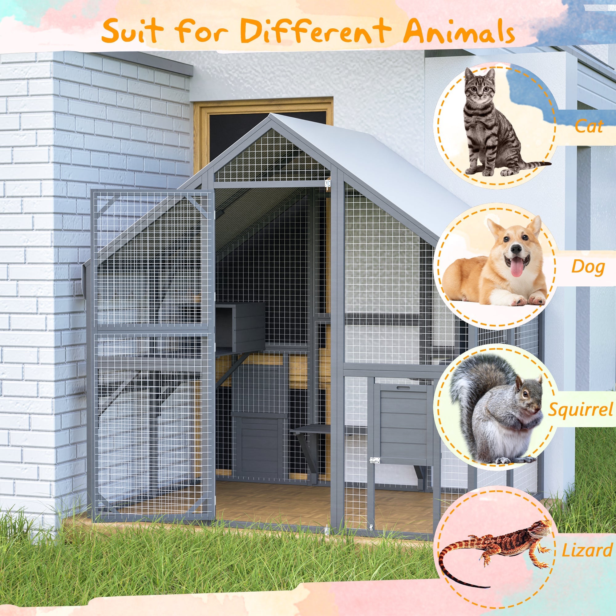 luxurious large outdoor cat house of 28 square feet - KiKiUMi