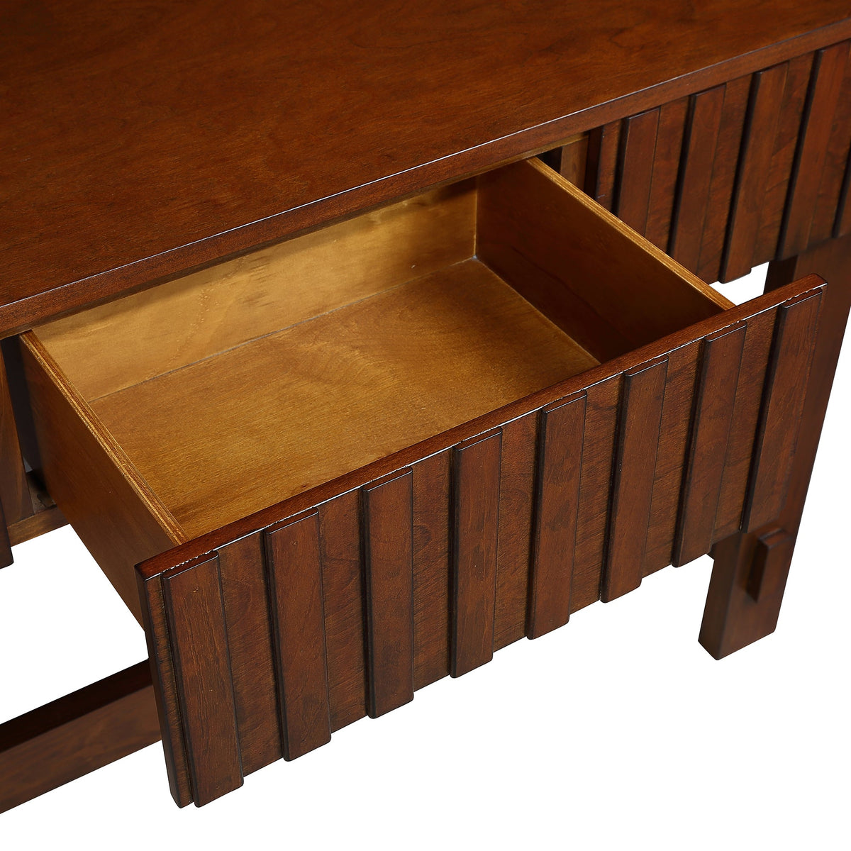 Medieval farmhouse slot console sofa table and storage drawers(cherry) - KiKiUMi