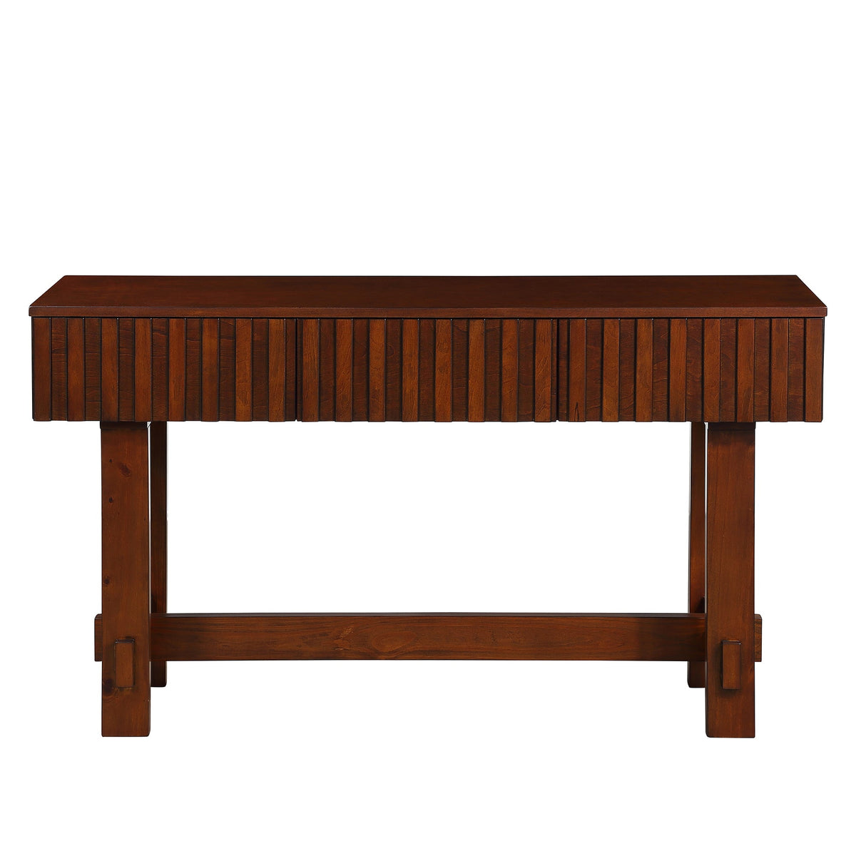 Medieval farmhouse slot console sofa table and storage drawers(cherry) - KiKiUMi