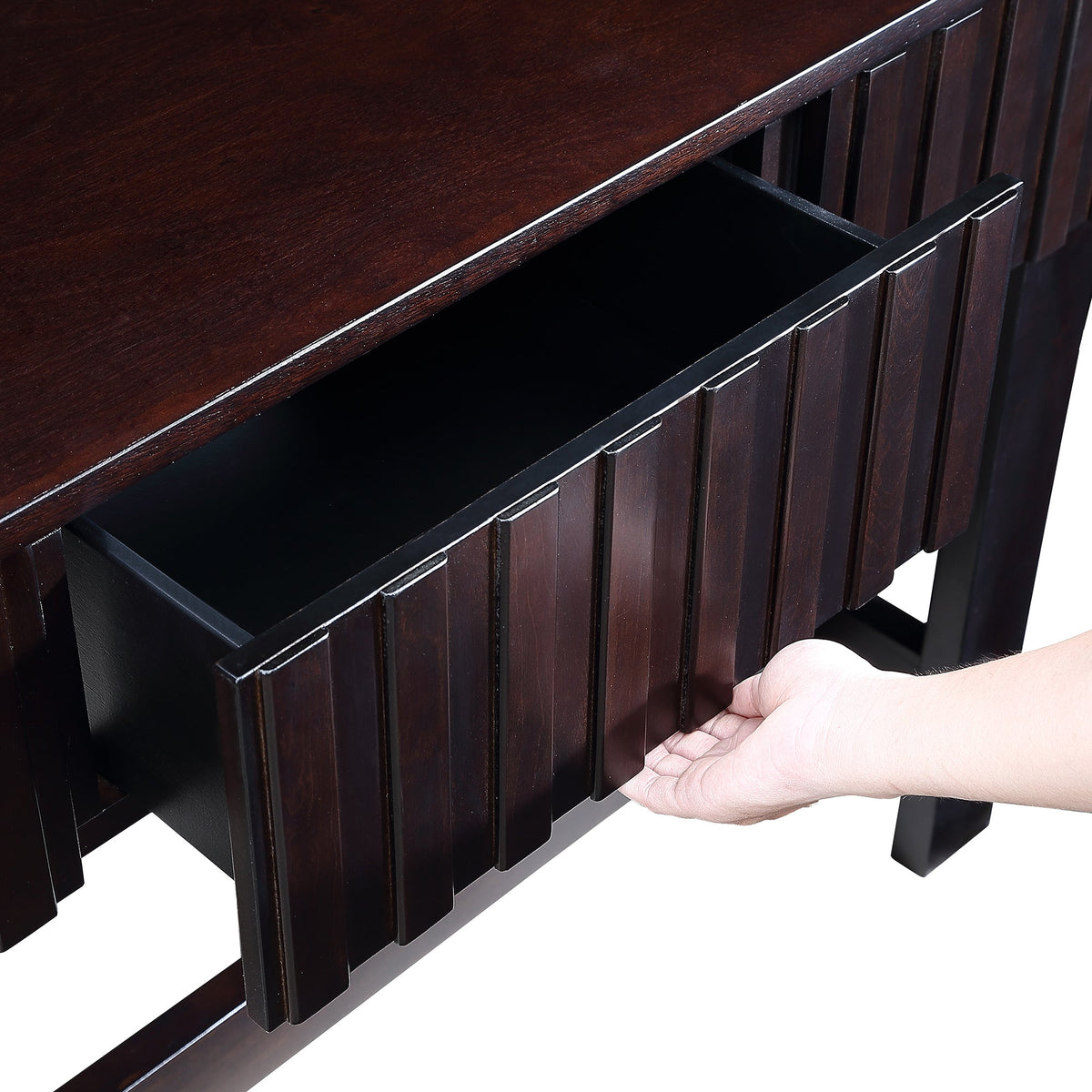 Medieval farmhouse slot console sofa table and storage drawers(espresso) - KiKiUMi