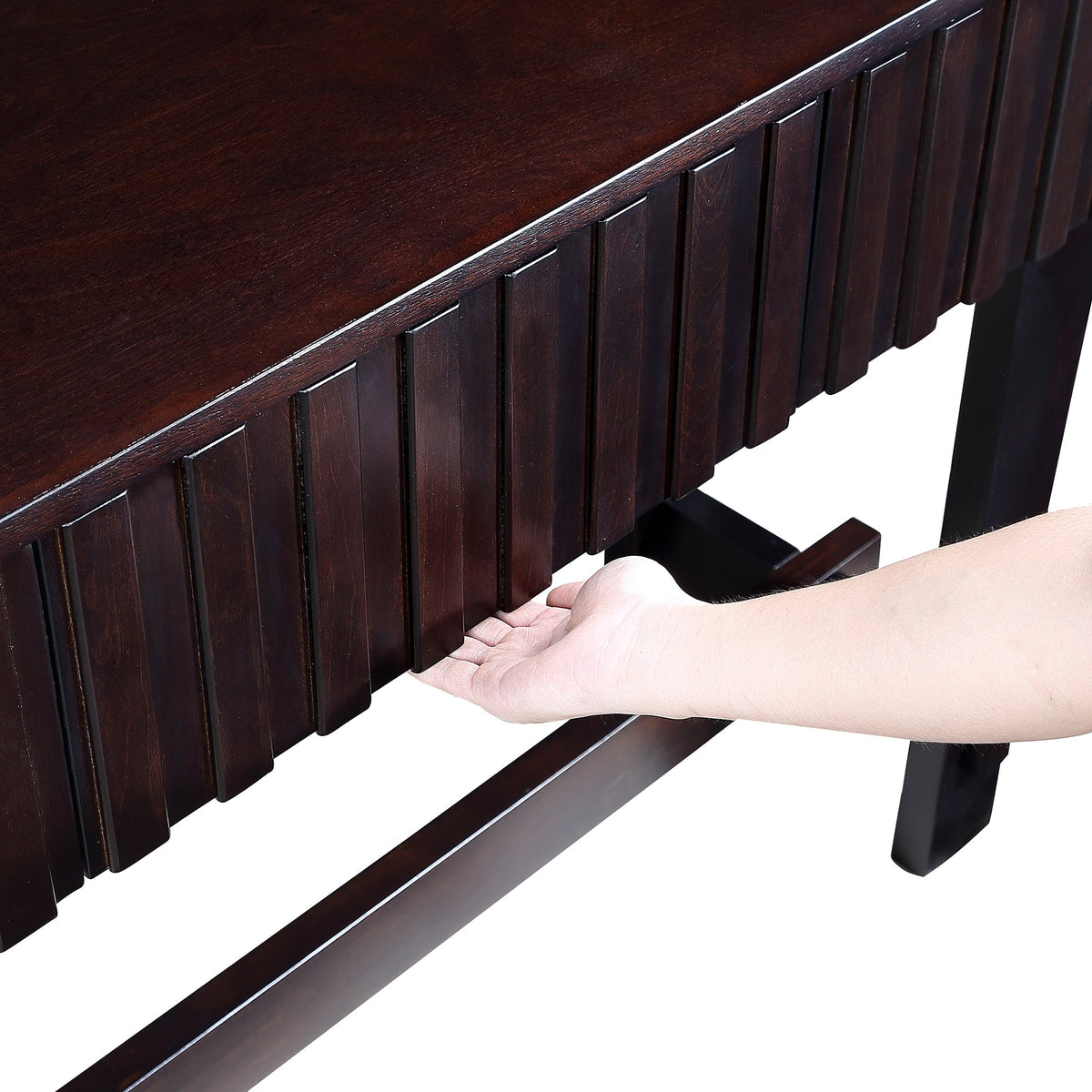Medieval farmhouse slot console sofa table and storage drawers(espresso) - KiKiUMi