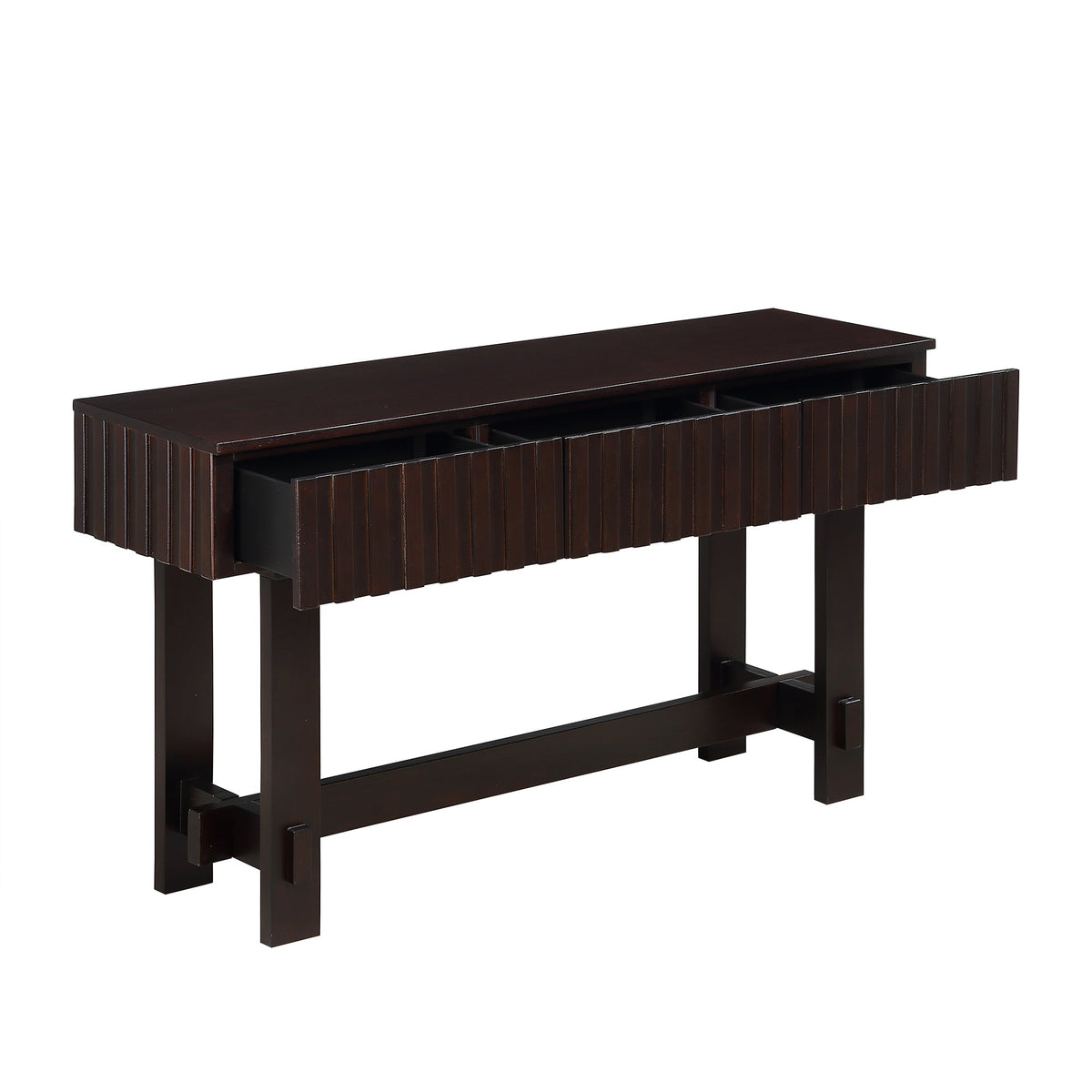 Medieval farmhouse slot console sofa table and storage drawers(espresso) - KiKiUMi