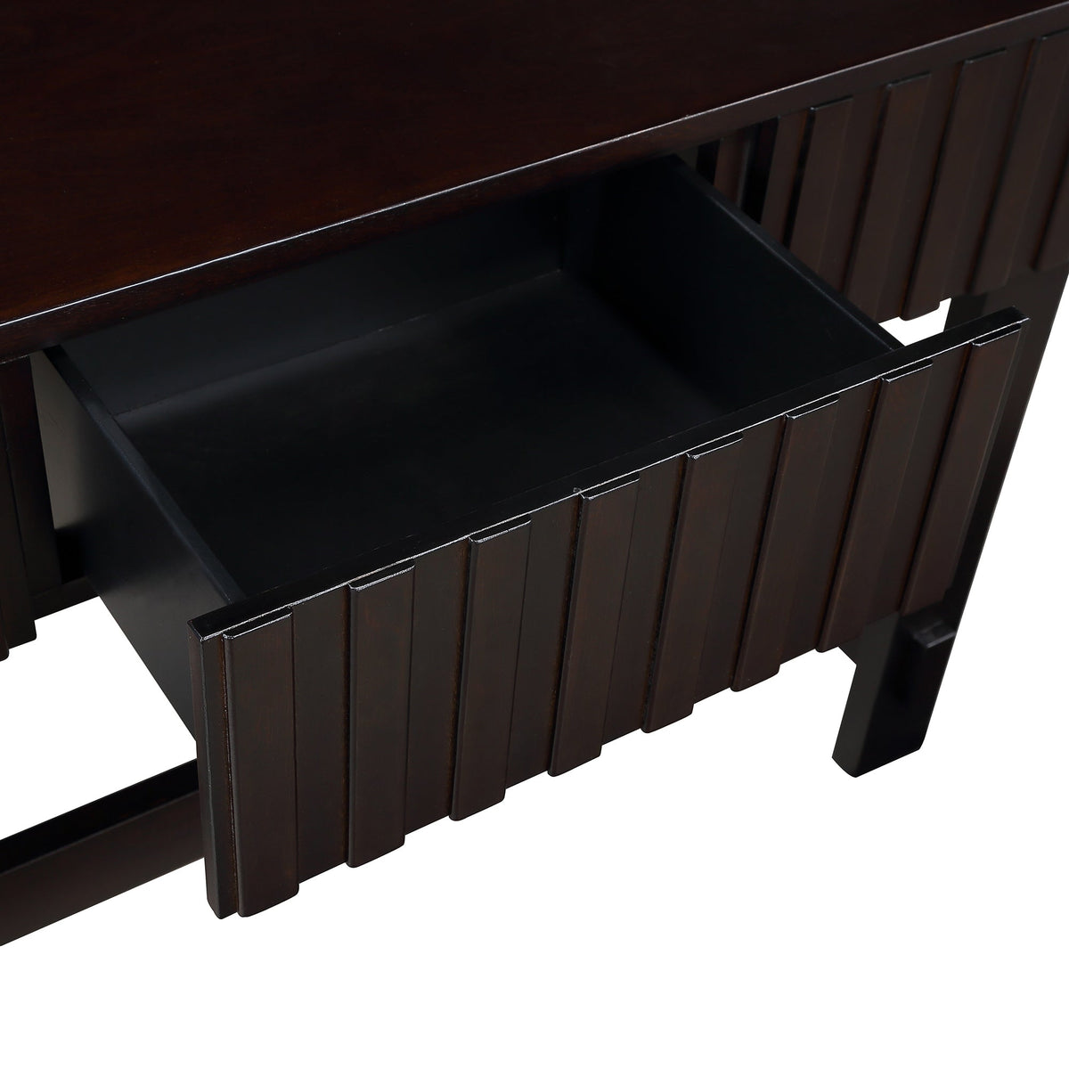 Medieval farmhouse slot console sofa table and storage drawers(espresso) - KiKiUMi