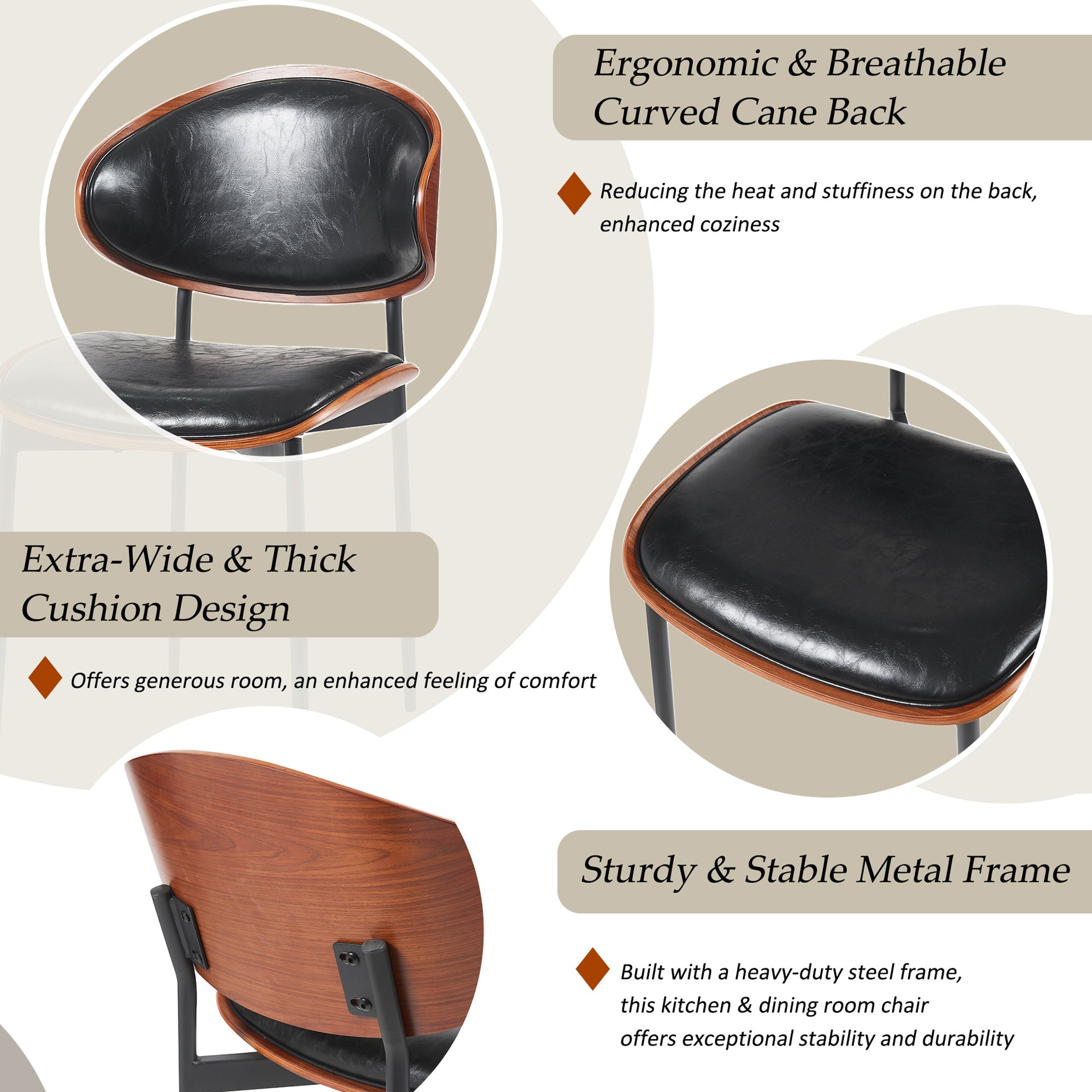 Medieval luxury PU leather modern dining chairs(black) - KiKiUMi