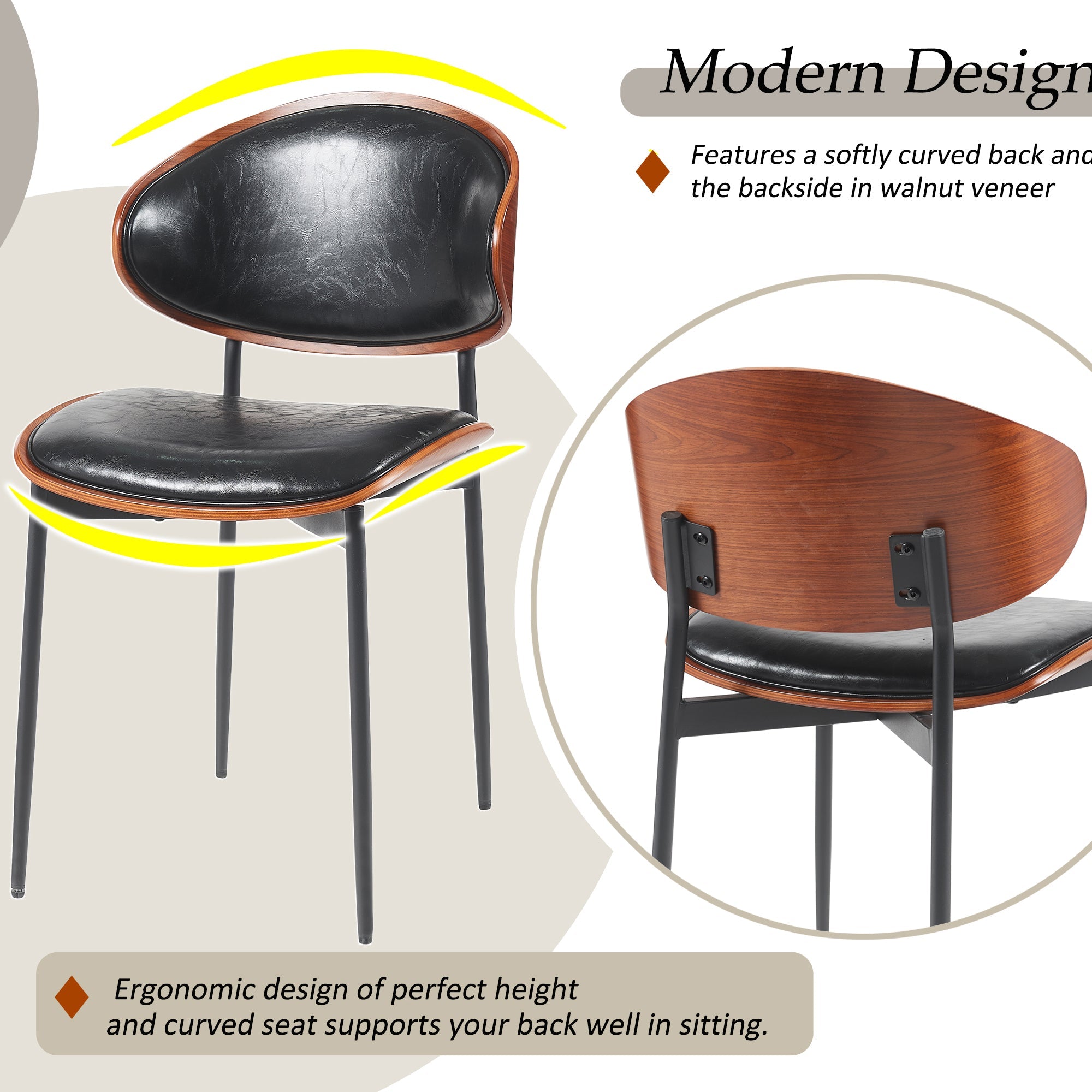 Medieval luxury PU leather modern dining chairs(black) - KiKiUMi