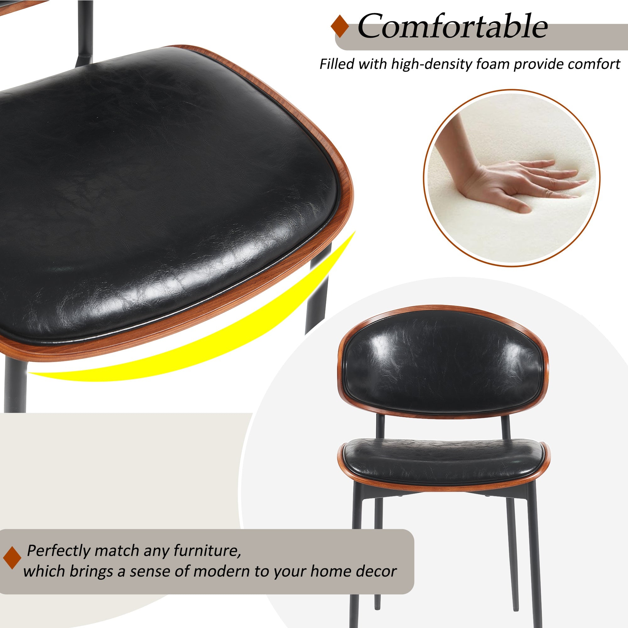 Medieval luxury PU leather modern dining chairs(black) - KiKiUMi