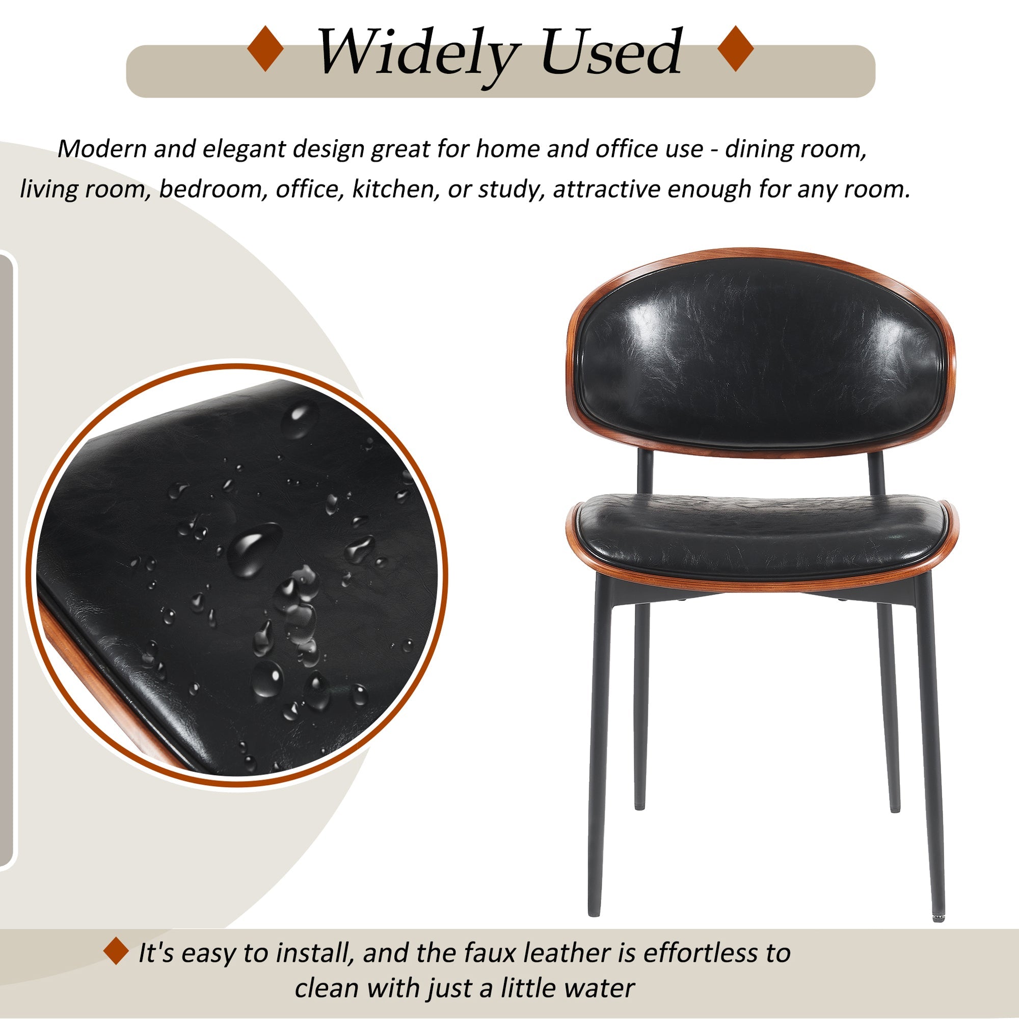 Medieval luxury PU leather modern dining chairs(black) - KiKiUMi