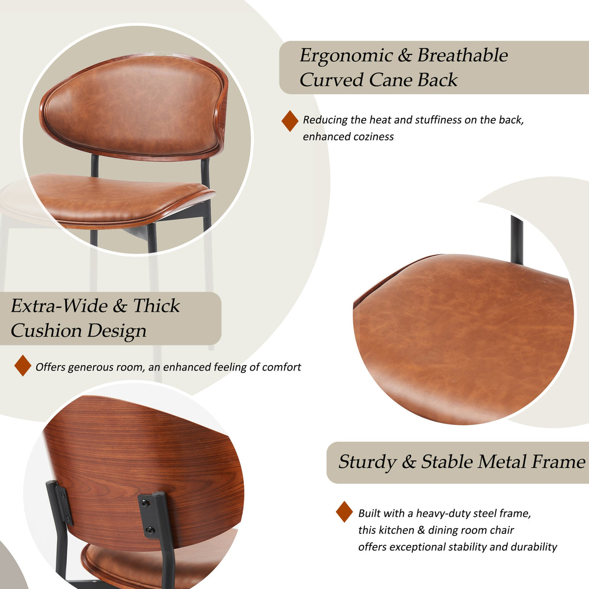 Medieval modern luxury PU leather dining chairs(orange) - KiKiUMi