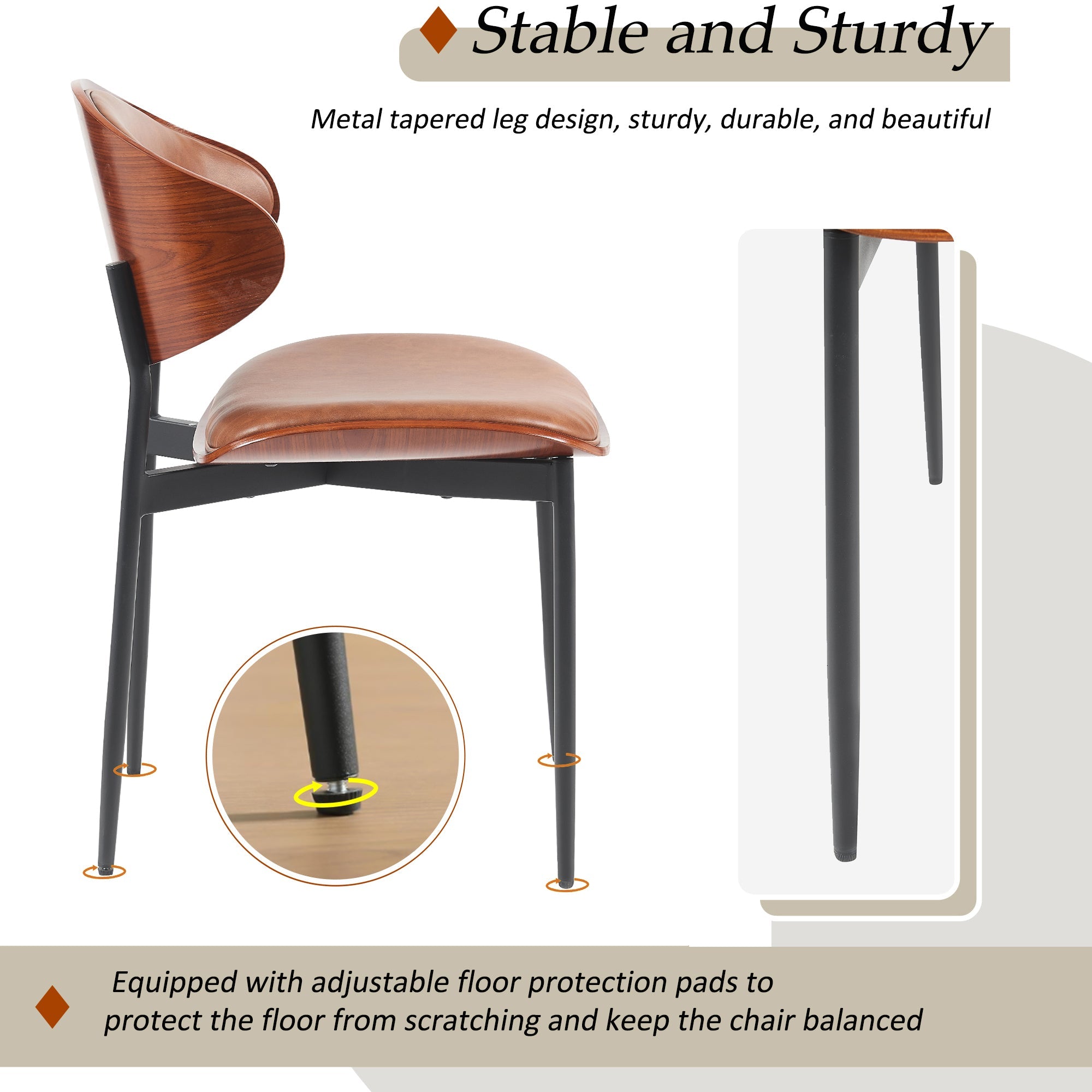 Medieval modern luxury PU leather dining chairs(orange) - KiKiUMi
