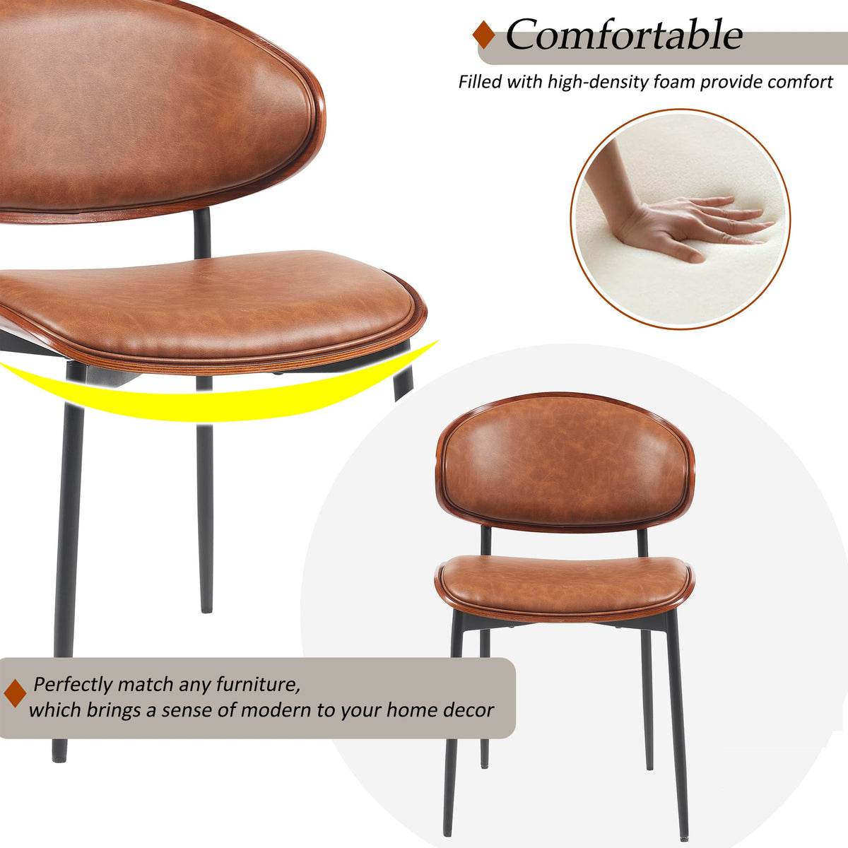 Medieval modern luxury PU leather dining chairs(orange) - KiKiUMi
