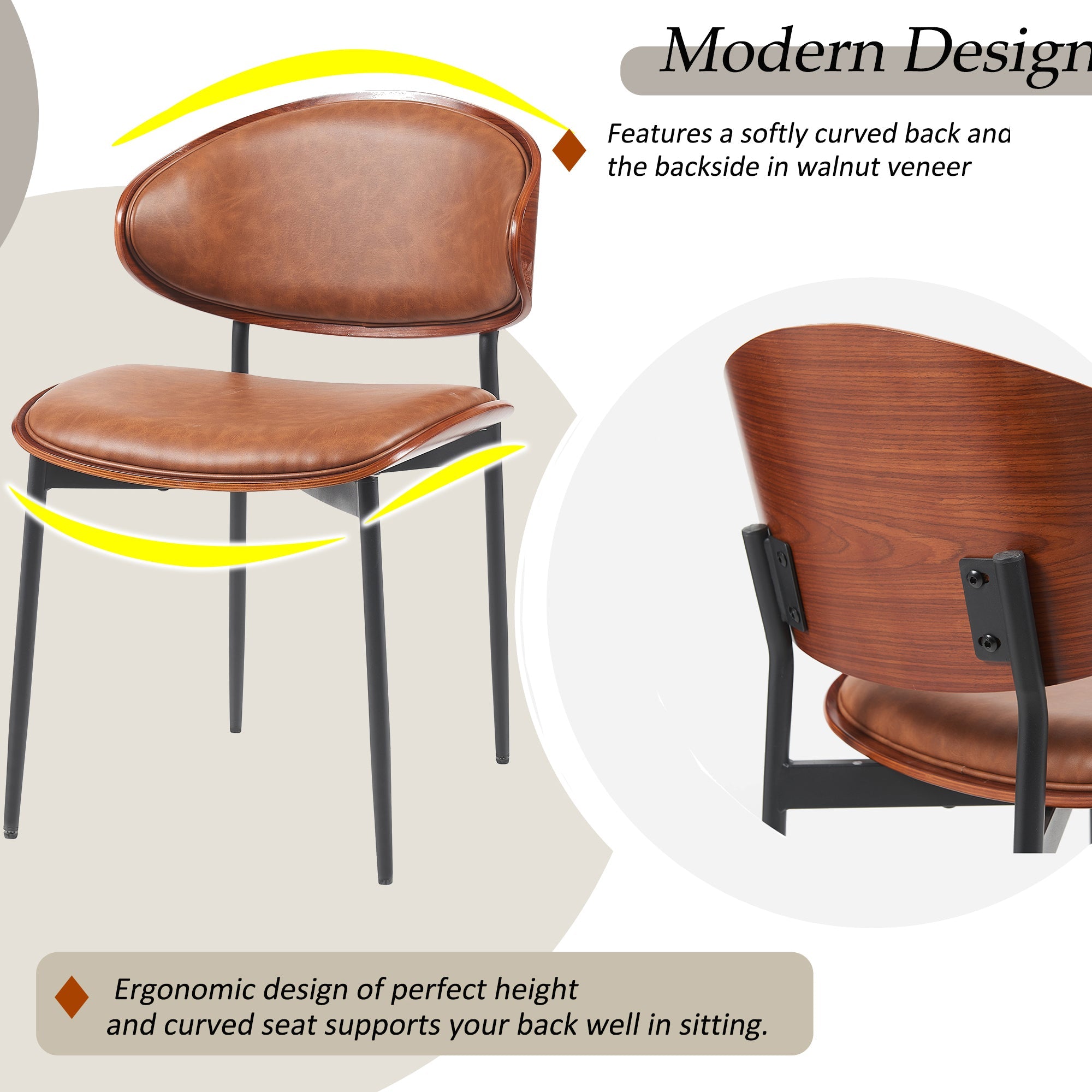 Medieval modern luxury PU leather dining chairs(orange) - KiKiUMi