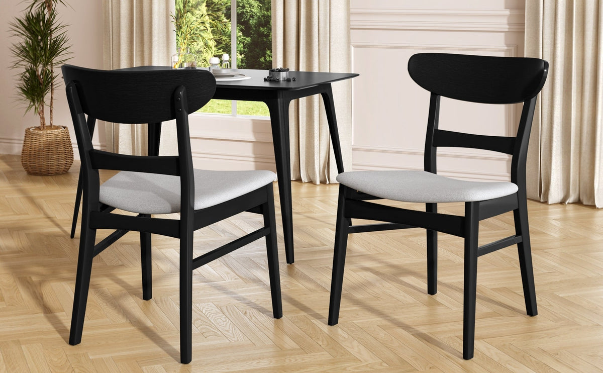 Medieval modern table and four upholstered chairs(black,light gray) - KiKiUMi