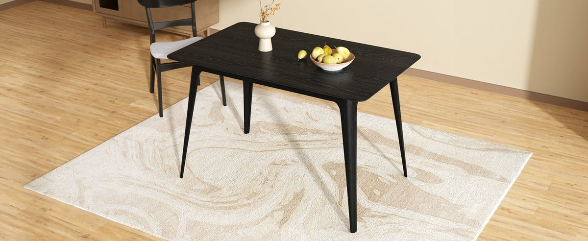 Medieval modern table and four upholstered chairs(black,light gray) - KiKiUMi