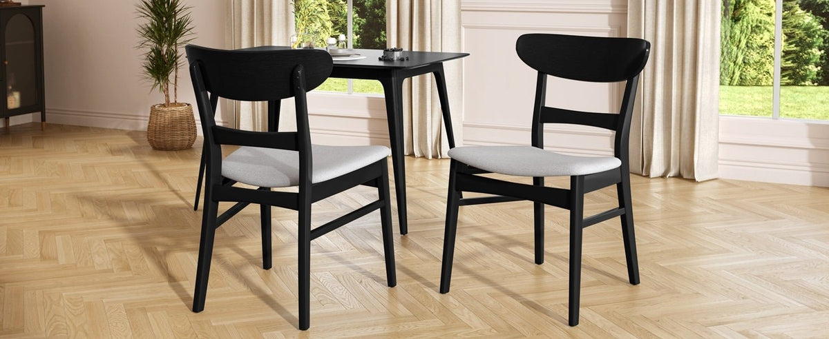 Medieval modern table and four upholstered chairs(black,light gray) - KiKiUMi