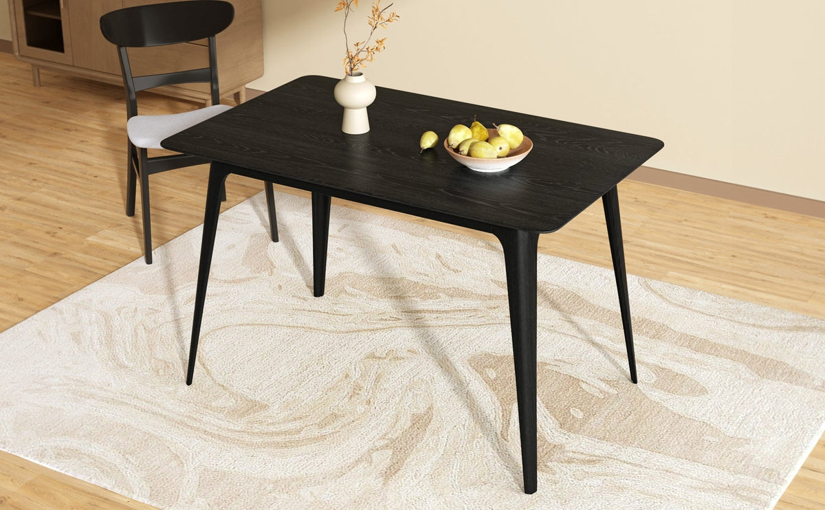 Medieval modern table and four upholstered chairs(black,light gray) - KiKiUMi