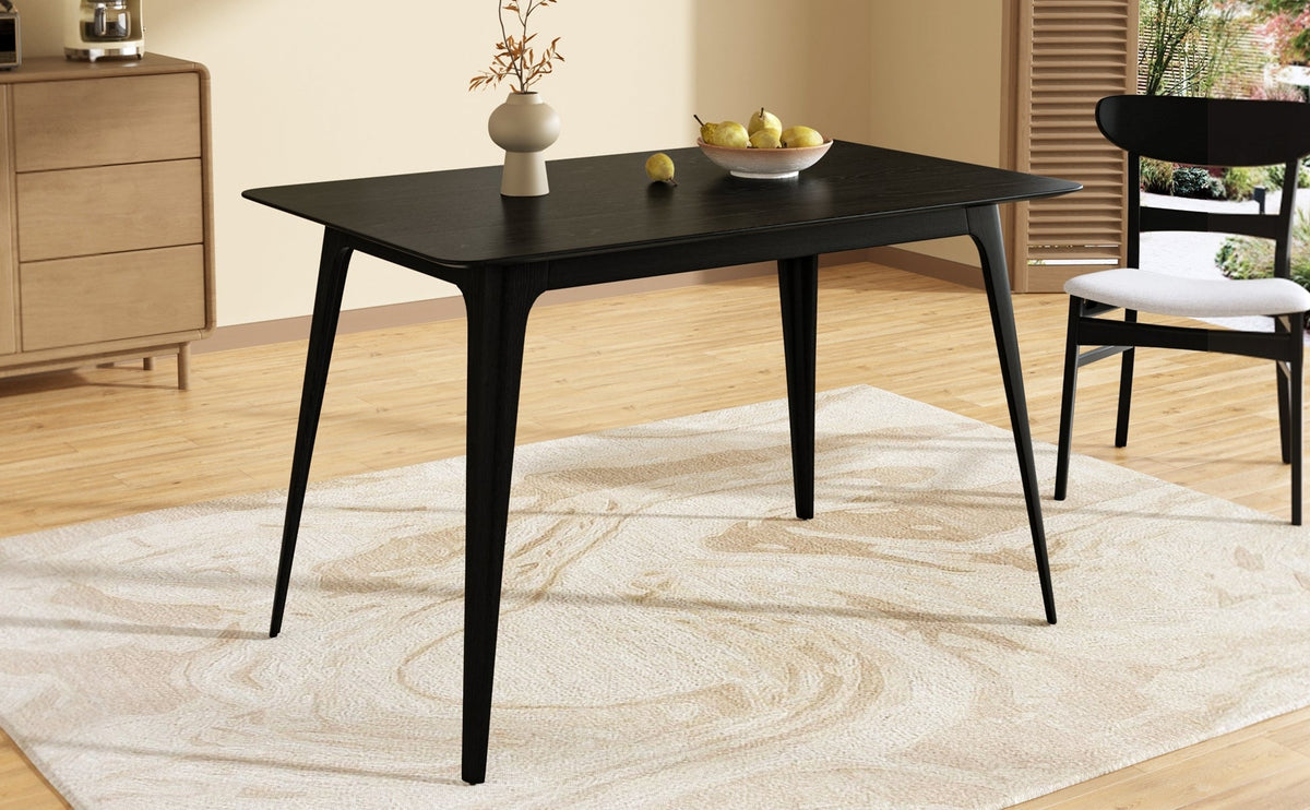 Medieval modern table and four upholstered chairs(black,light gray) - KiKiUMi
