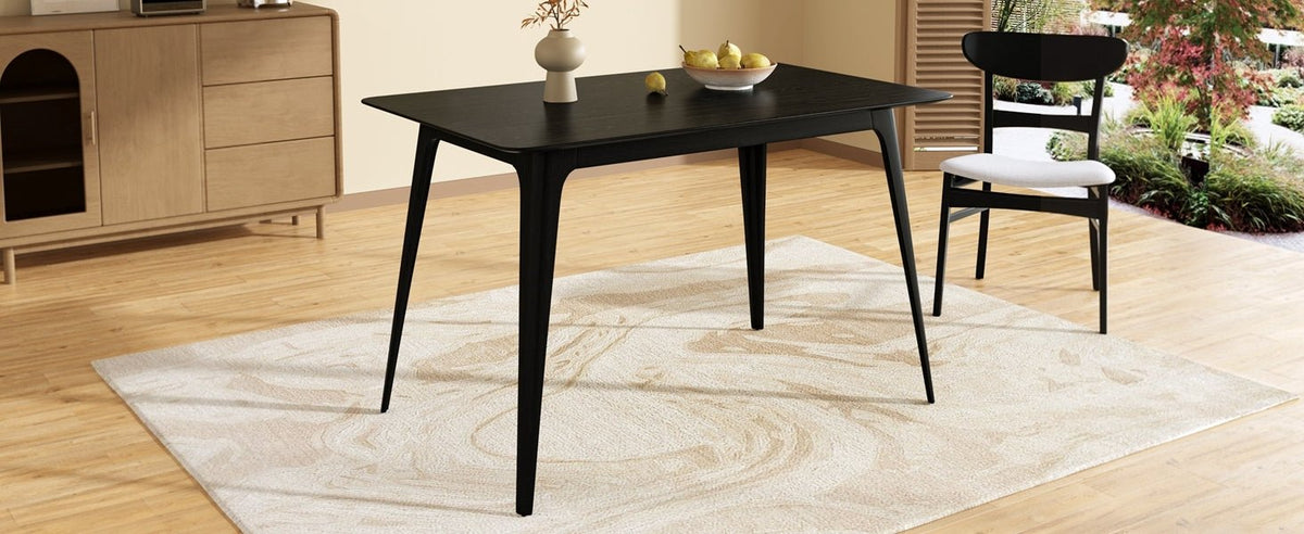 Medieval modern table and four upholstered chairs(black,light gray) - KiKiUMi