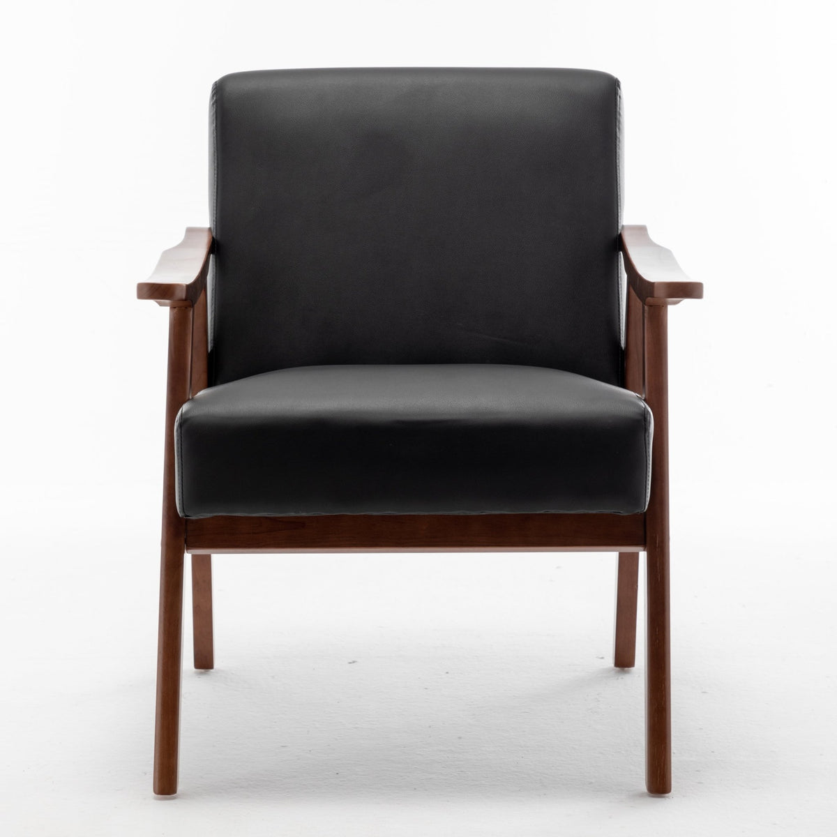Medieval modern wing-back lounge chair(black PU) - KiKiUMi