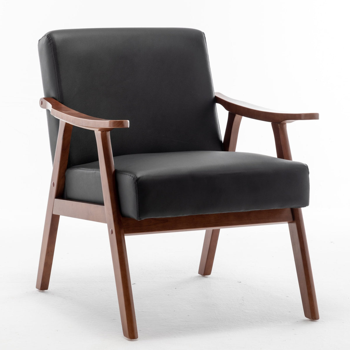 Medieval modern wing-back lounge chair(black PU) - KiKiUMi