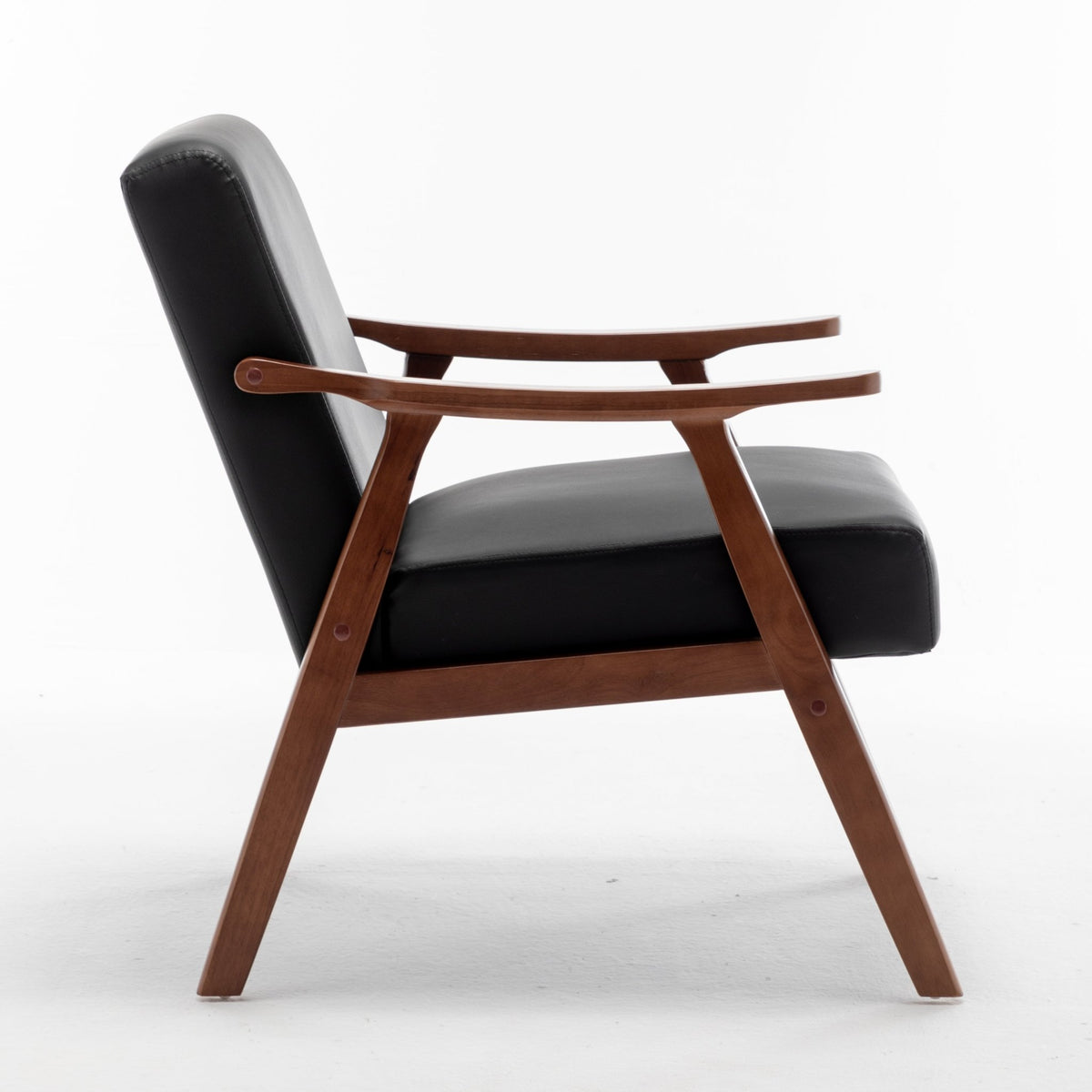 Medieval modern wing-back lounge chair(black PU) - KiKiUMi