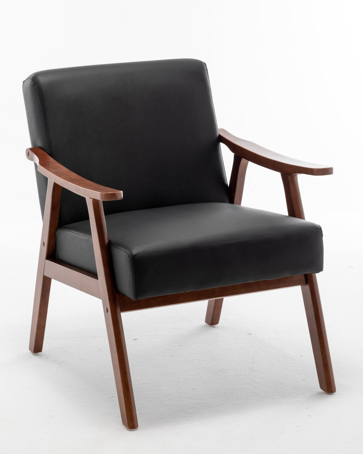 Medieval modern wing-back lounge chair(black PU) - KiKiUMi